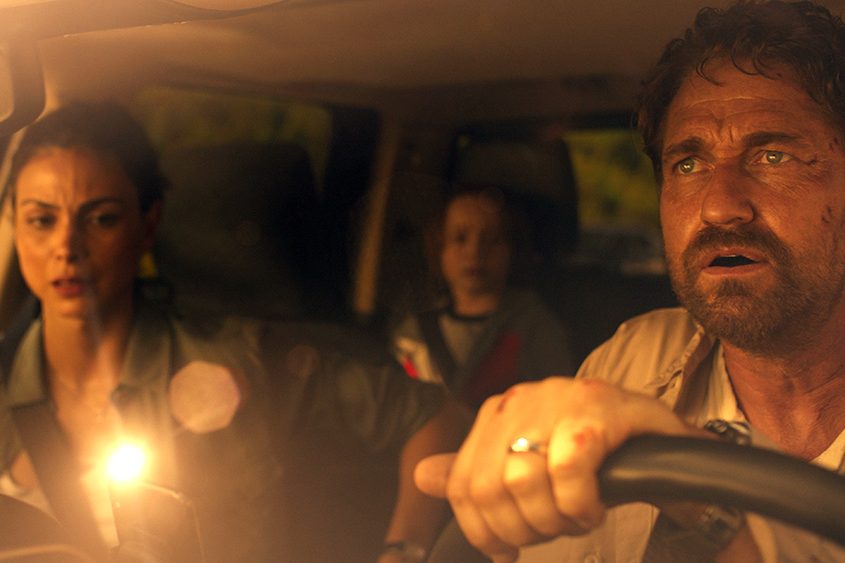 (L-R) Morena Baccarin, Roger Dale Floyd and Gerard Butler star in GREENLANDImage Courtesy of STXfilms
