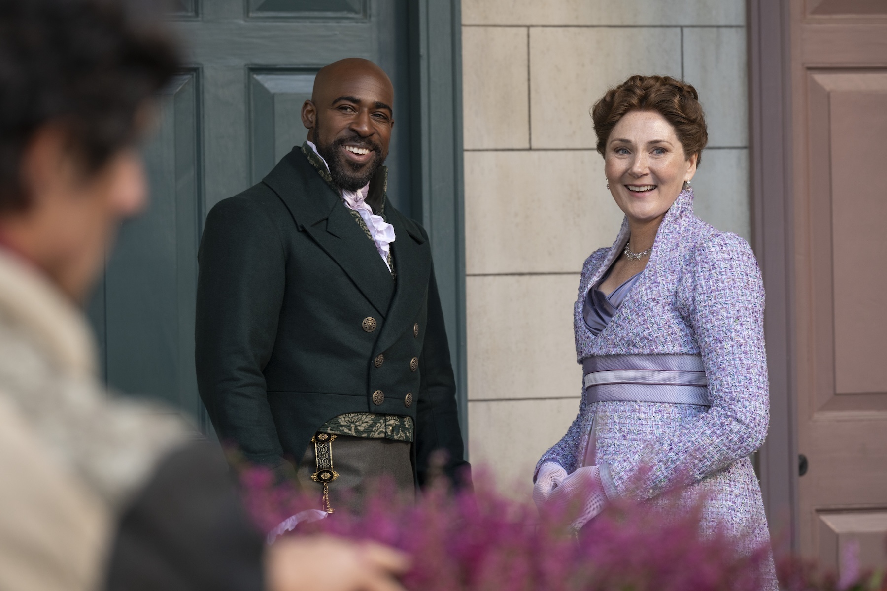 Bridgerton. (L to R) Daniel Francis as Lord Anderson, Ruth Gemmell as Lady Violet Bridgerton in episode 402 of Bridgerton. Cr. Liam Daniel/Netflix © 2025