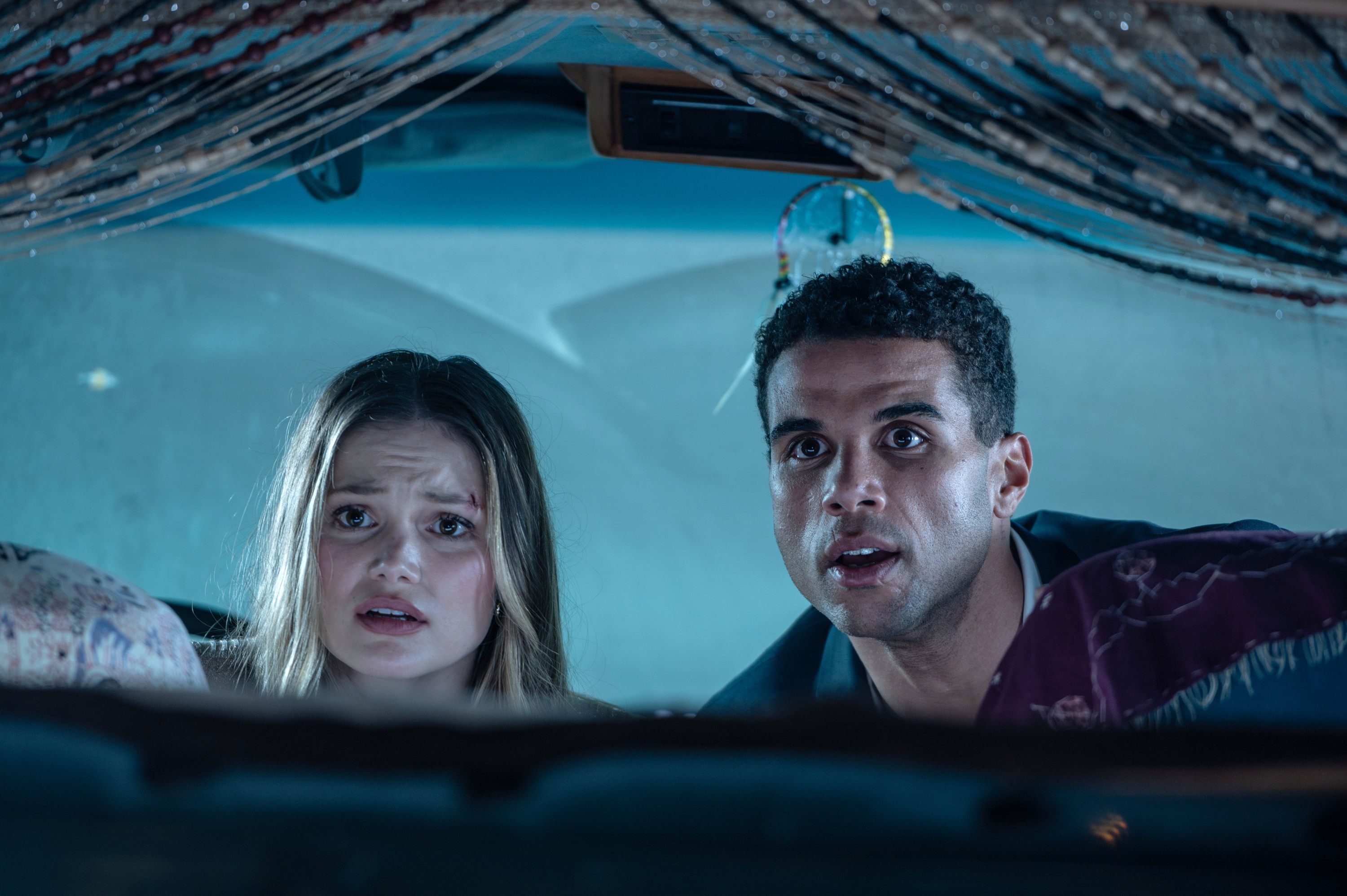 HEART EYES, from left: Olivia Holt, Mason Gooding, 2025. ph: Christopher Moss /© Sony Pictures Releasing /Courtesy Everett Collection