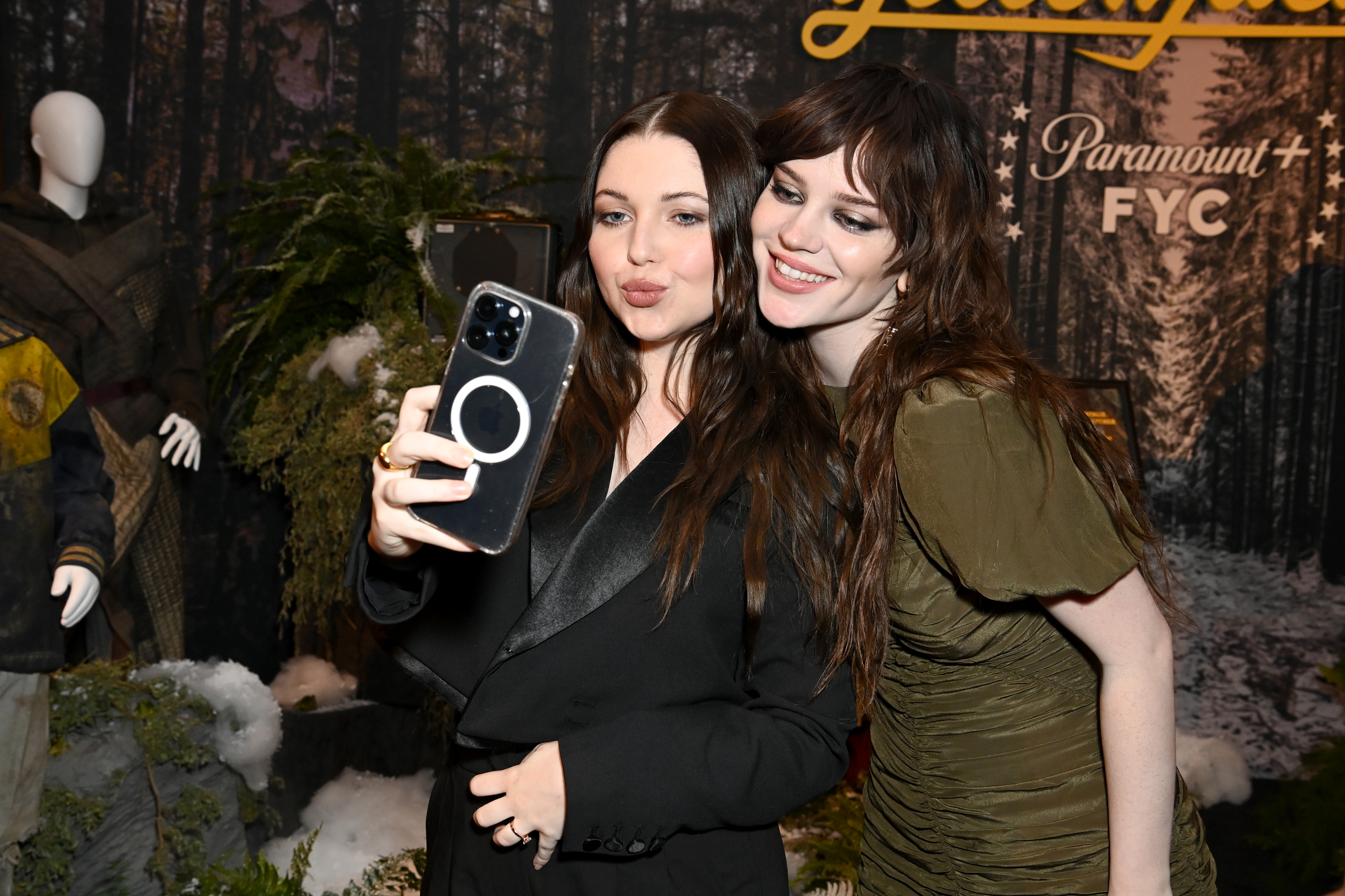 NORTH HOLLYWOOD, CALIFORNIA - APRIL 10: (L-R) Samantha Hanratty and Sophie Thatcher attend "Yellowjackets" S3 | FYC Event in LA at Saban Media Center on April 10, 2025 in North Hollywood, California. (Photo by Jon Kopaloff/Getty Images for Paramount+)