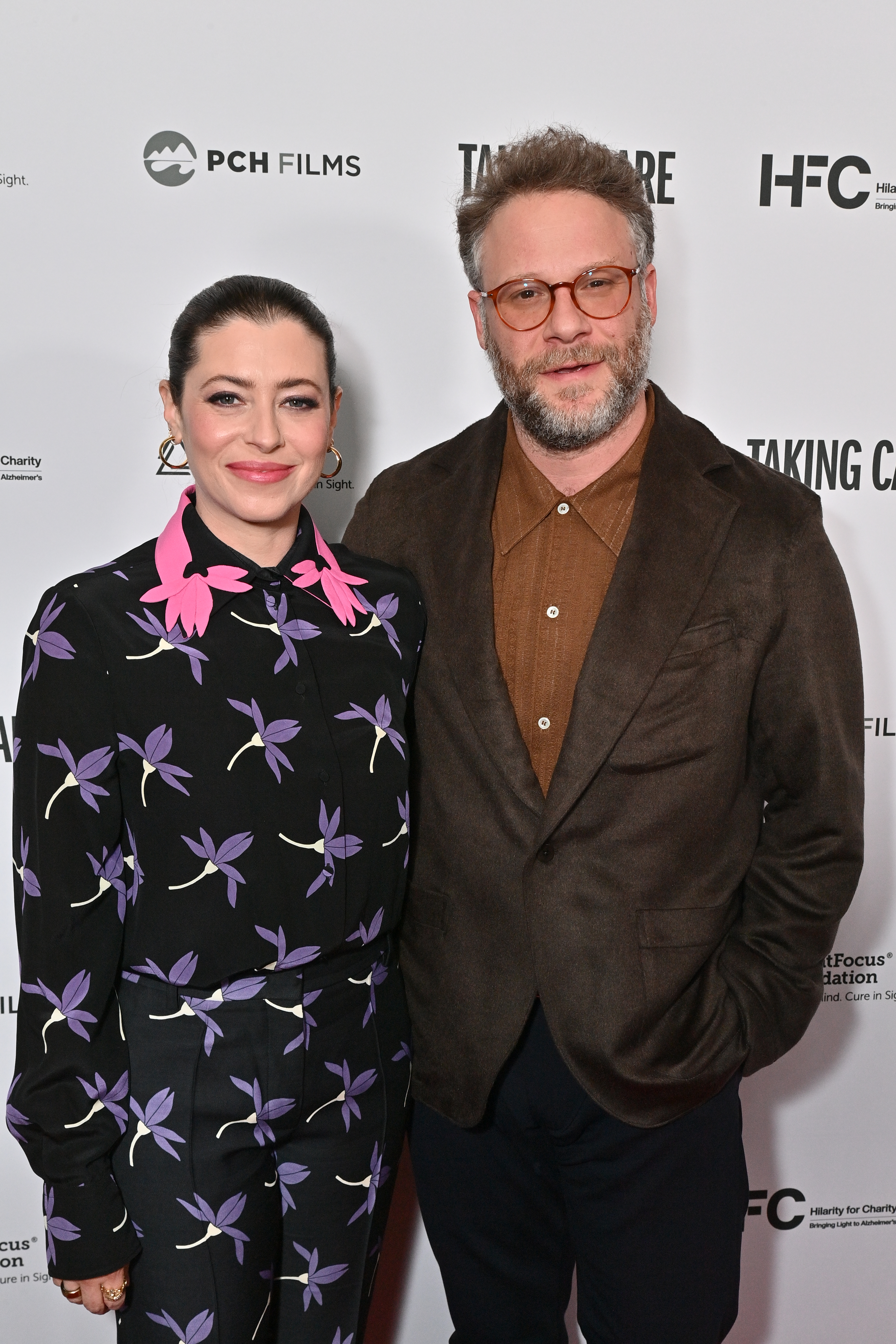 LOS ANGELES, CALIFORNIA - APRIL 16: Lauren Miller Rogen and Seth Rogen attend the LA Premiere Event for Seth and Lauren Rogen's "Taking Care" Co-hosted by Hilarity for Charity and BrightFocus Foundation at Harmony Gold Preview House on April 16, 2025 in Los Angeles, California. (Photo by Jerod Harris/Getty Images for "Taking Care")