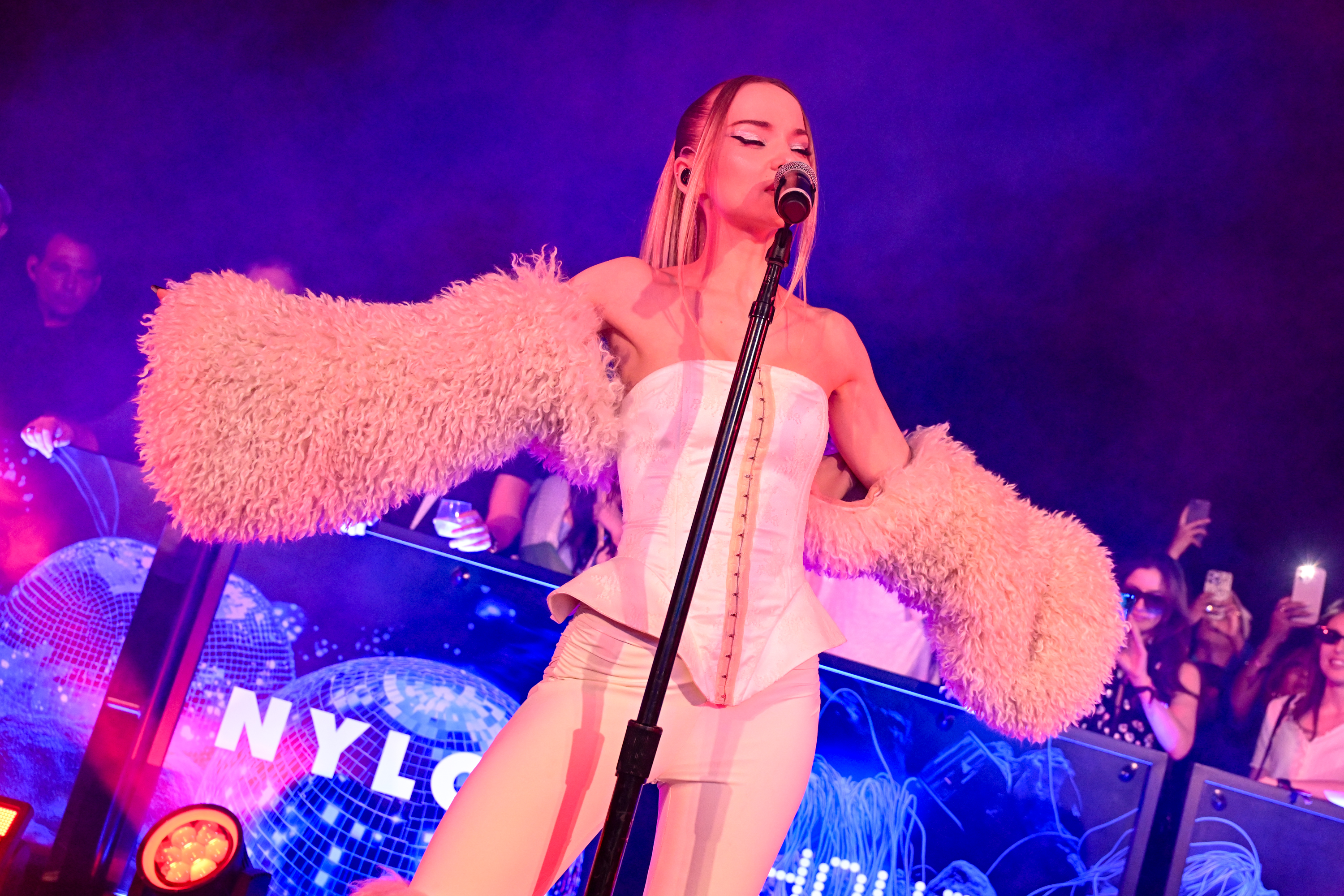 Dove Cameron performs at the NYLON House on April 11, 2025 in Palm Springs, California.