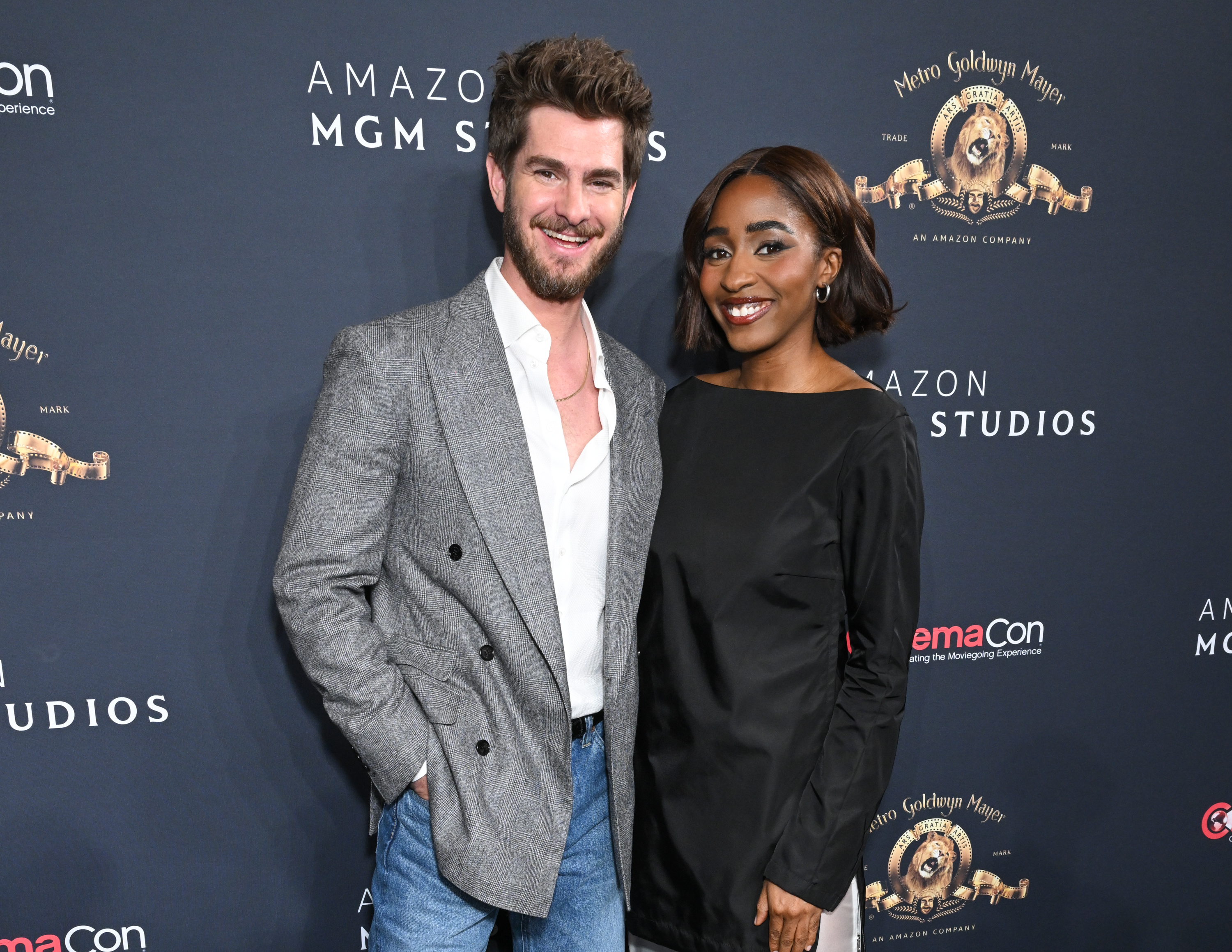 Andrew Garfield, Ayo Edebiri at the Amazon MGM Studios Presentation as part of CinemaCon 2025 held at The Colosseum on April 02, 2025 in Las Vegas, Nevada.