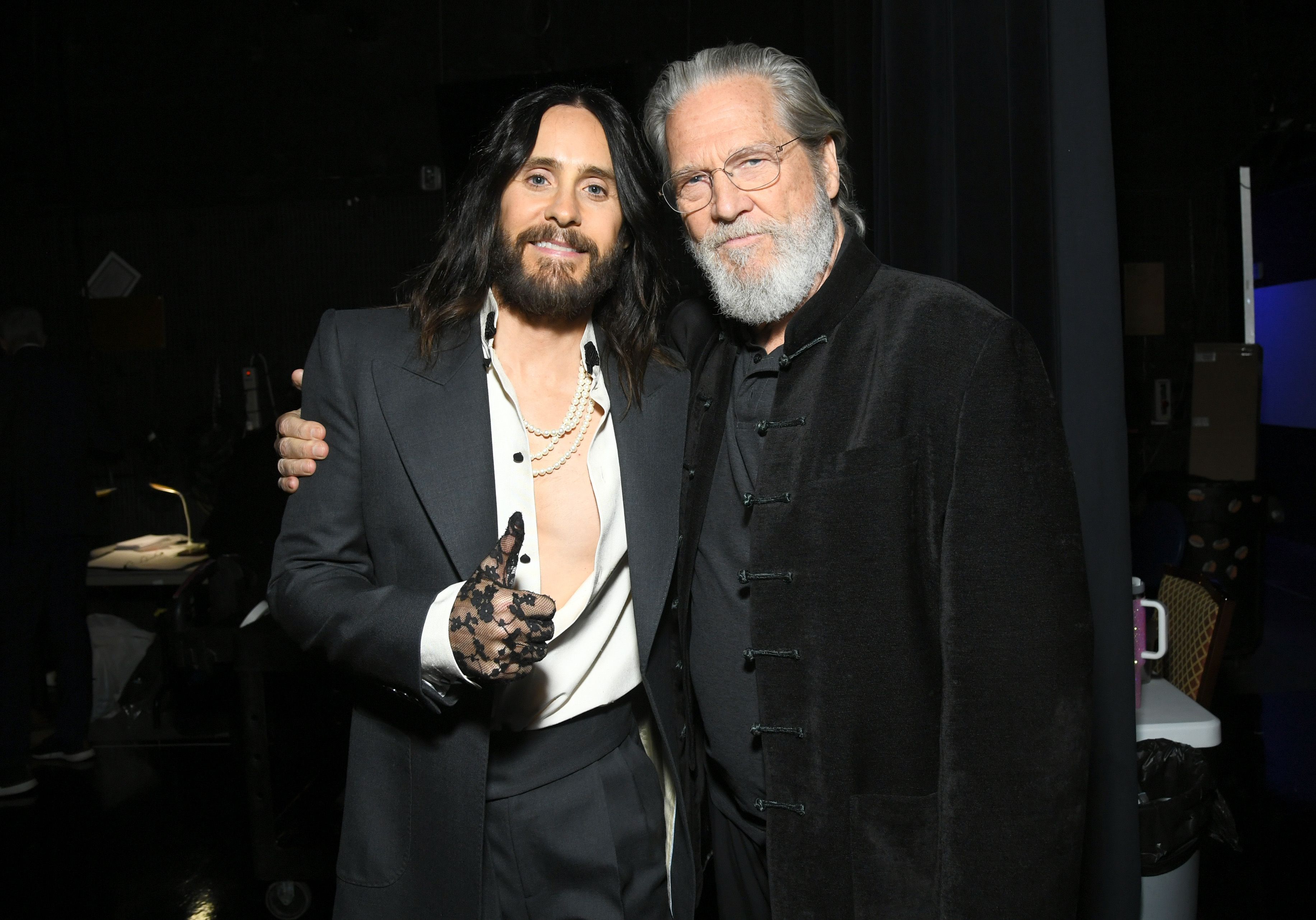 LAS VEGAS, NEVADA - APRIL 03: (L-R) Jared Leto and Jeff Bridges attend CinemaCon 2025- Walt Disney Studios Invites you to its 2025 presentation highlighting its upcoming release schedule at The Colosseum at Caesars Palace during CinemaCon, the official convention of Cinema United, on April 3, 2025, in Las Vegas, Nevada. (Photo by Alberto E. Rodriguez/Getty Images for CinemaCon)