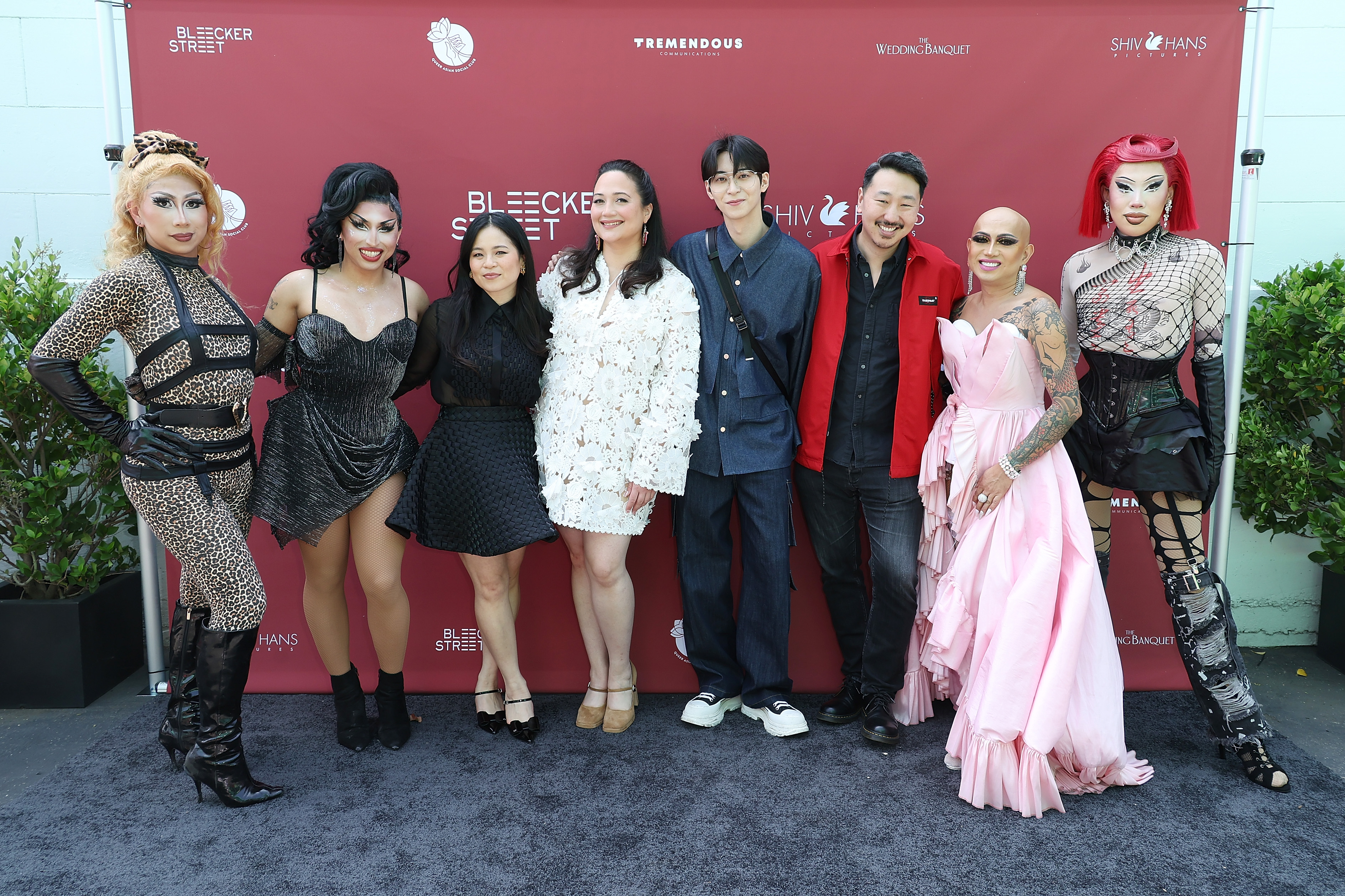 Saturn, Thai Teaze, Kelly Marie Tran, Lily Gladstone, Han Gi-chan, Andrew Ahn, Ongina, Ally Meda at "The Wedding Banquet" Drag Brunch held at Chifa on April 13, 2025 in Los Angeles, California.