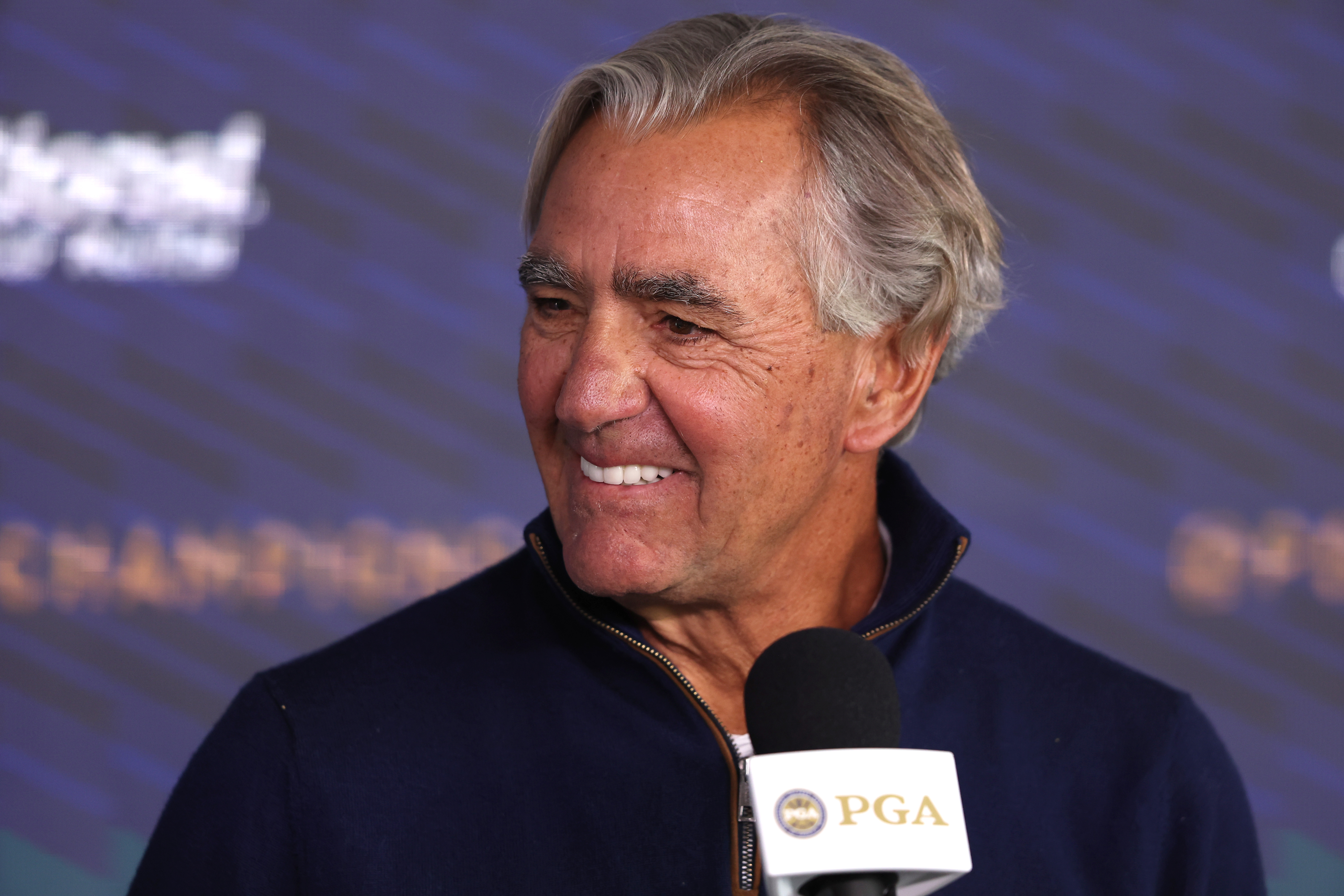 ROCHESTER, NEW YORK - MAY 16: Seth Waugh, Chief Executive Officer of the PGA of America, speaks to the media during a press conference  prior to the 2023 PGA Championship at Oak Hill Country Club on May 16, 2023 in Rochester, New York. (Photo by Warren Little/Getty Images)