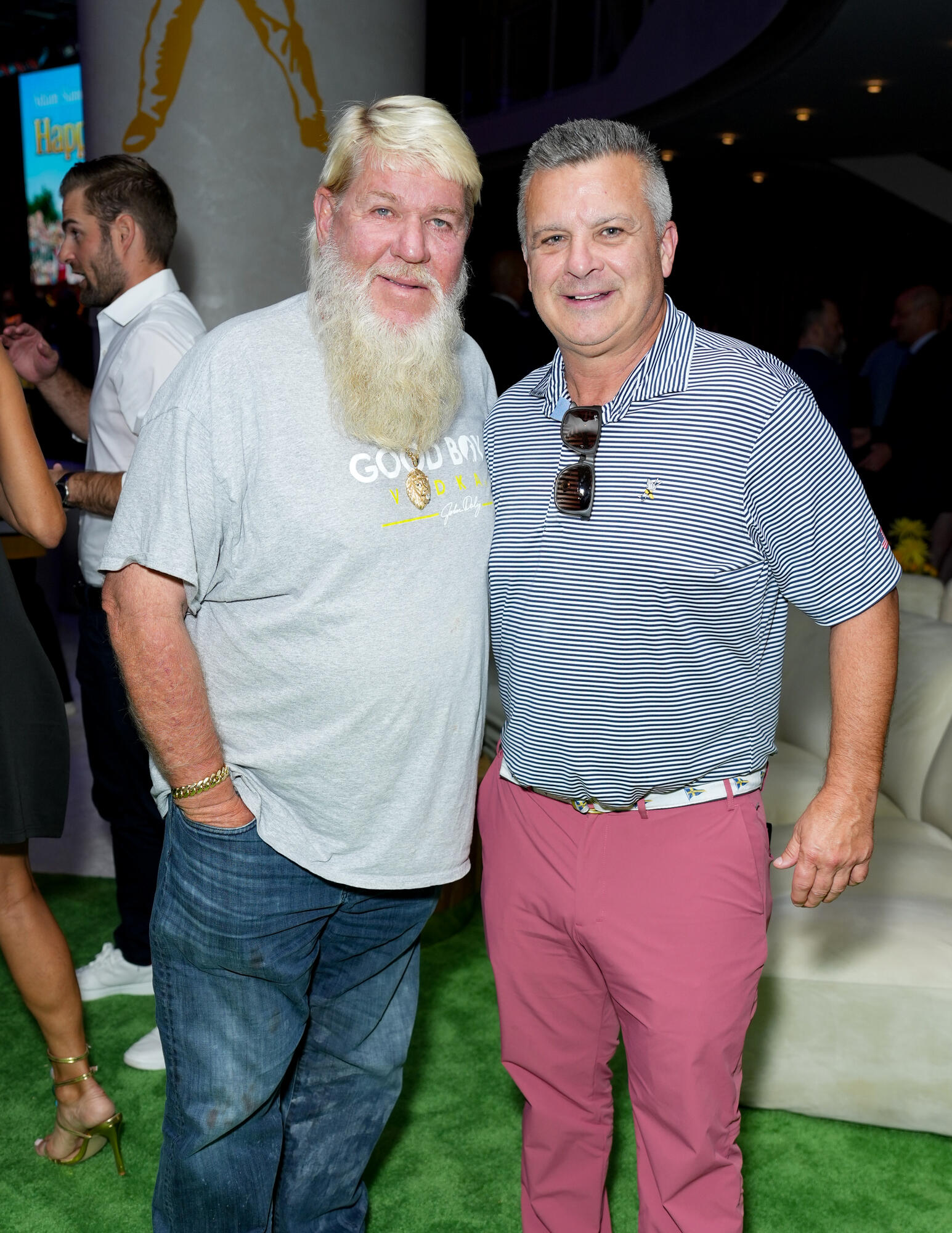 John Daly (L), Guest at the "Happy Gilmore 2" New York Premiere held at Jazz at Lincoln Center on July 21, 2025 in New York, New York.