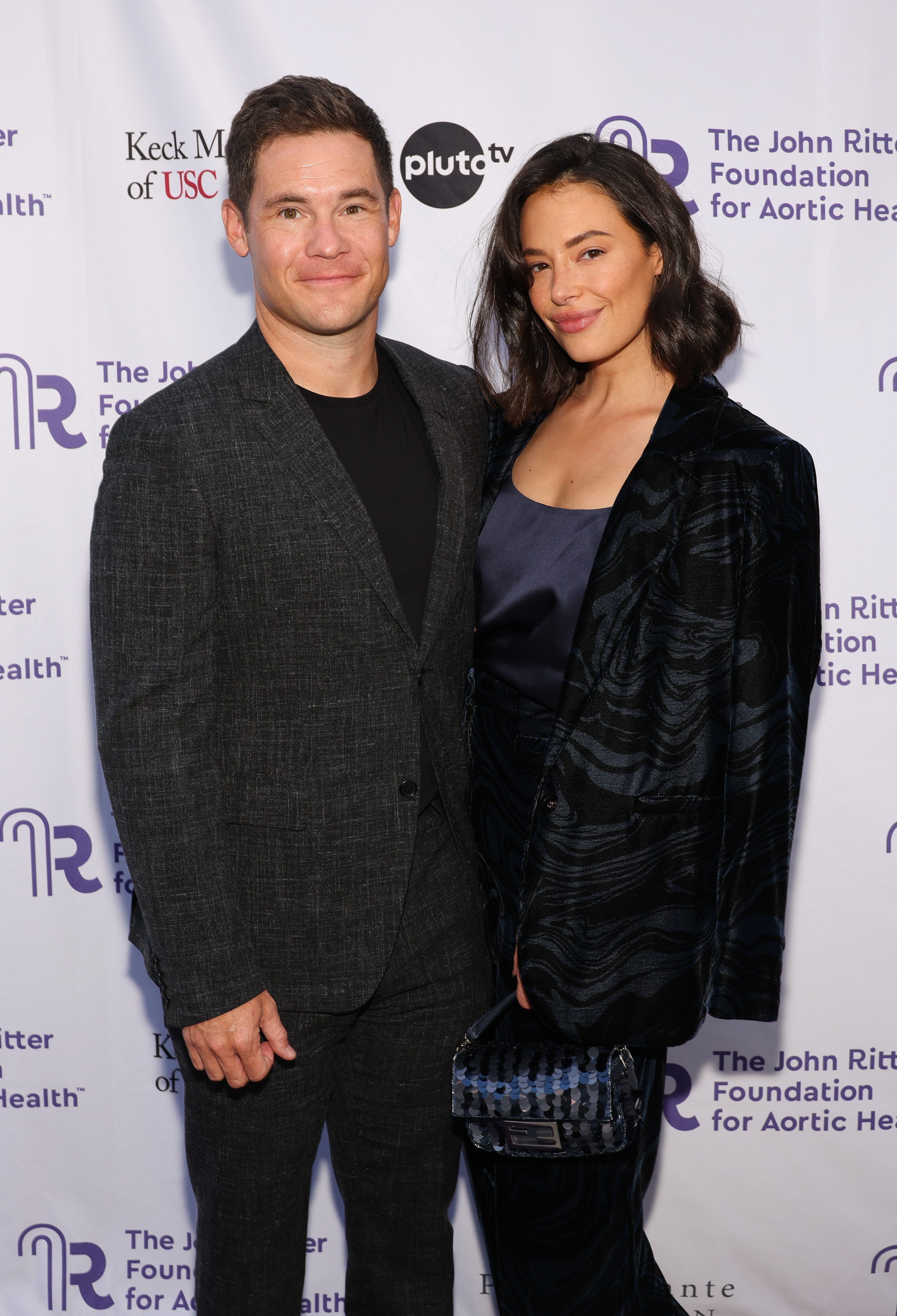 Adam Devine, Chloe Bridges at The John Ritter Foundation for Aortic Health's Annual Evening from the Heart LA Gala held at Sunset Room Hollywood on September 12, 2025 in Los Angeles, California. (Photo by Jesse Grant/Variety via Getty Images)