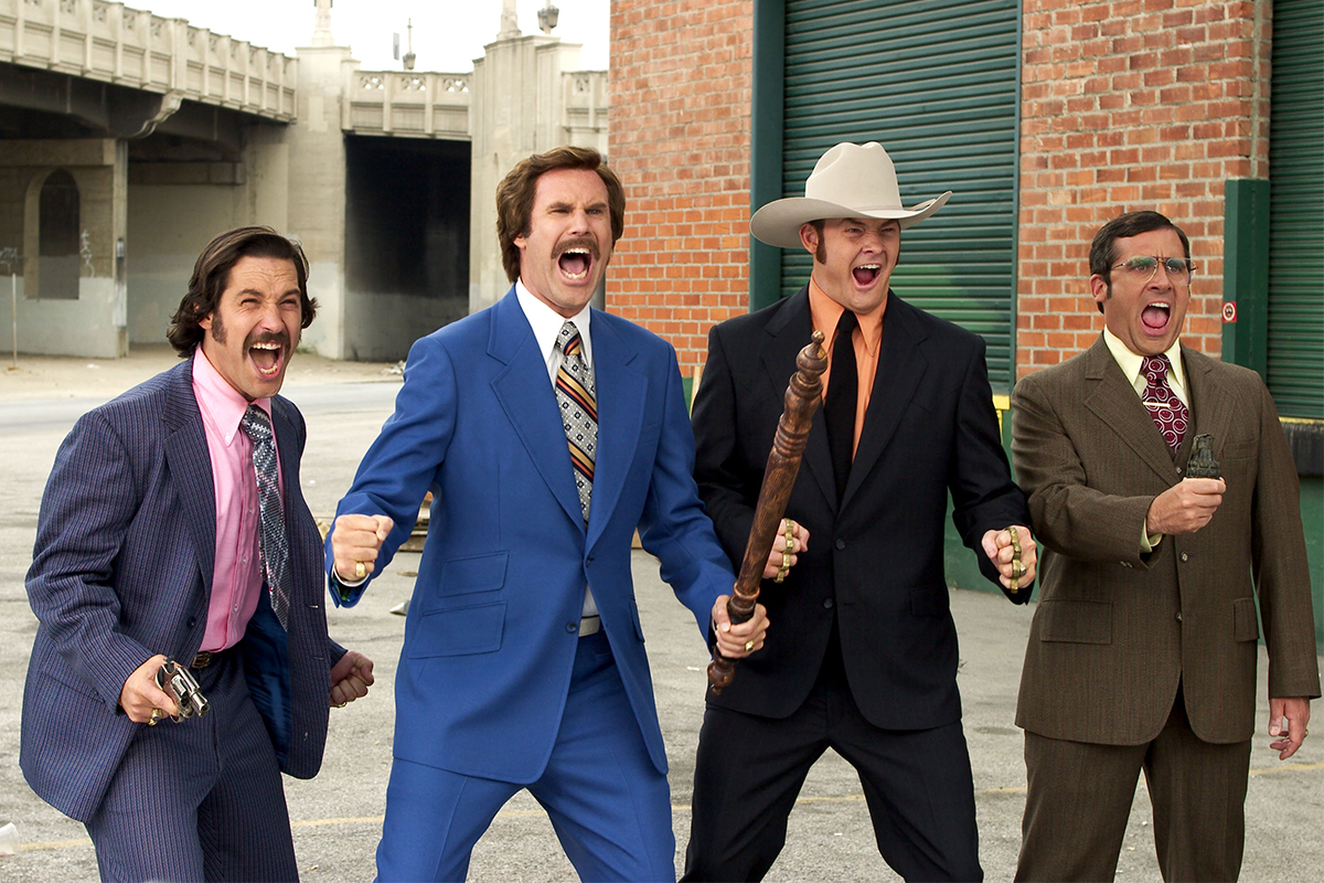 ANCHORMAN: THE LEGEND OF RON BURGUNDY, Paul Rudd, Will Ferrell, David Koechner, Steve Carell, 2004, (c) DreamWorks/courtesy Everett Collection