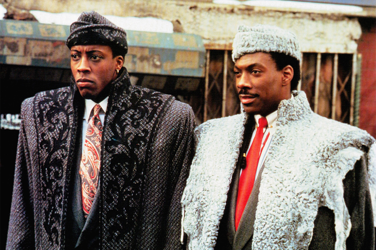 COMING TO AMERICA, from left, Arsenio Hall, Eddie Murphy, 1988, ©Paramount/courtesy Everett Collection