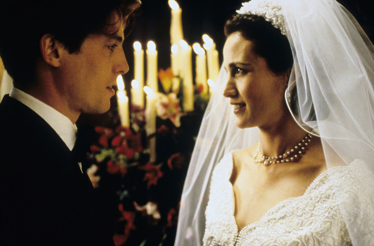 FOUR WEDDINGS AND A FUNERAL, from left: Hugh Grant, Andie MacDowell, 1994. © Gramercy Pictures/courtesy Everett Collection
