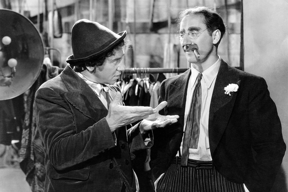 A NIGHT AT THE OPERA, from left: Chico Marx, Groucho Marx, 1935