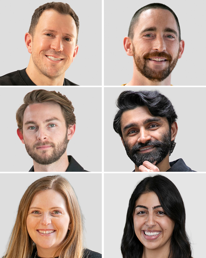 Mike Merriman, Bryan Gott, Brandon Russell, Sunny Sanghera, Megan Goodrich, Odette Moradians