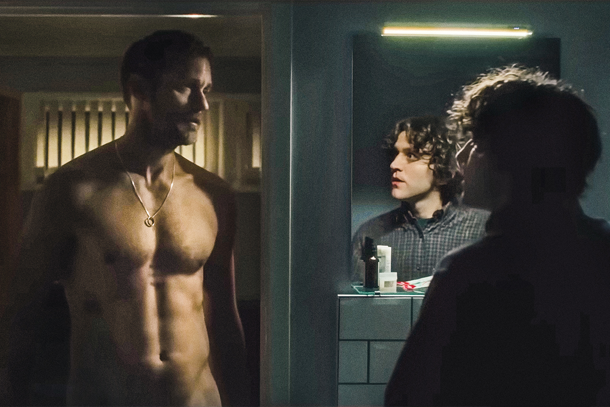 Alexander Skarsgård and Harry Melling in “Pillion”