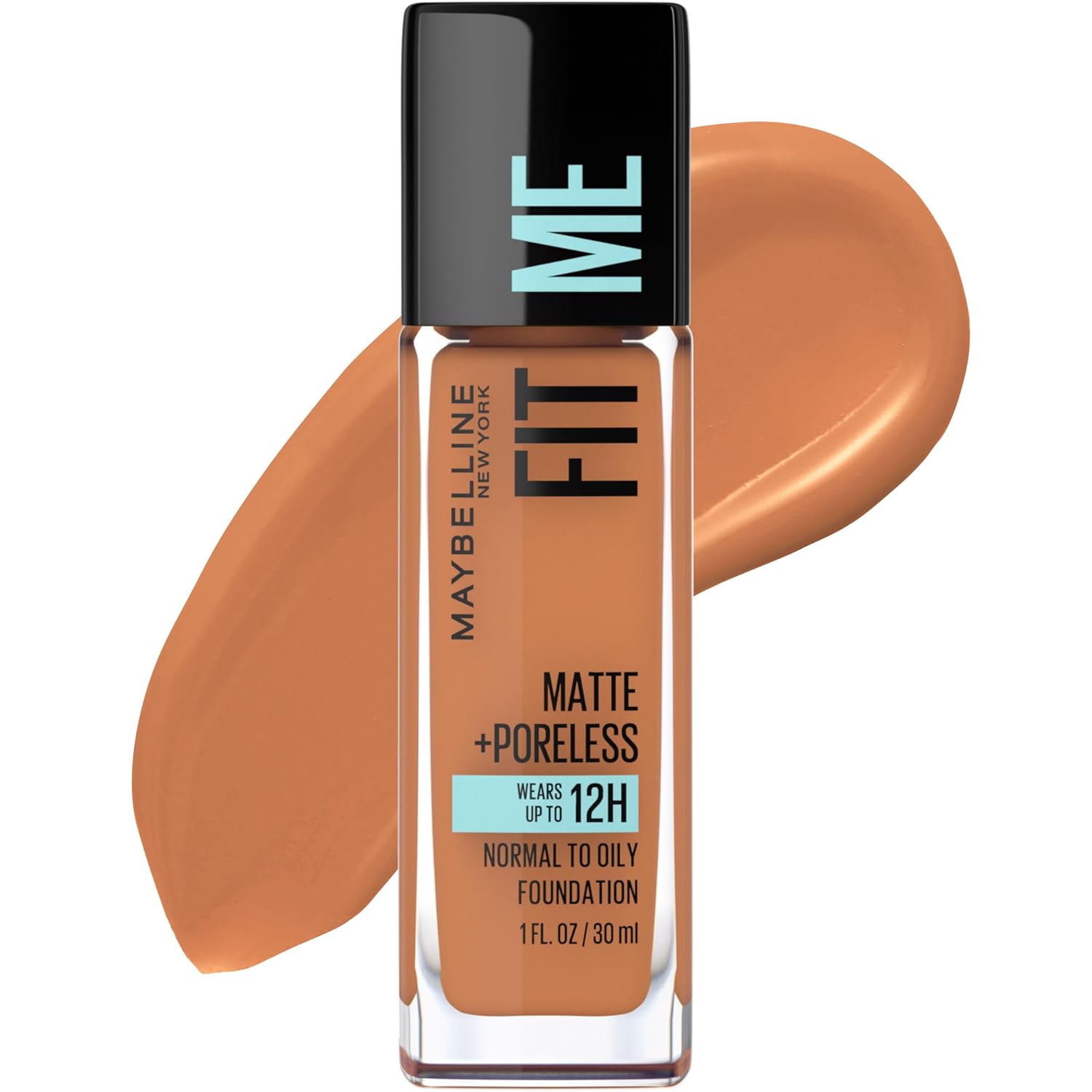 glass foundation bottle with swatch
