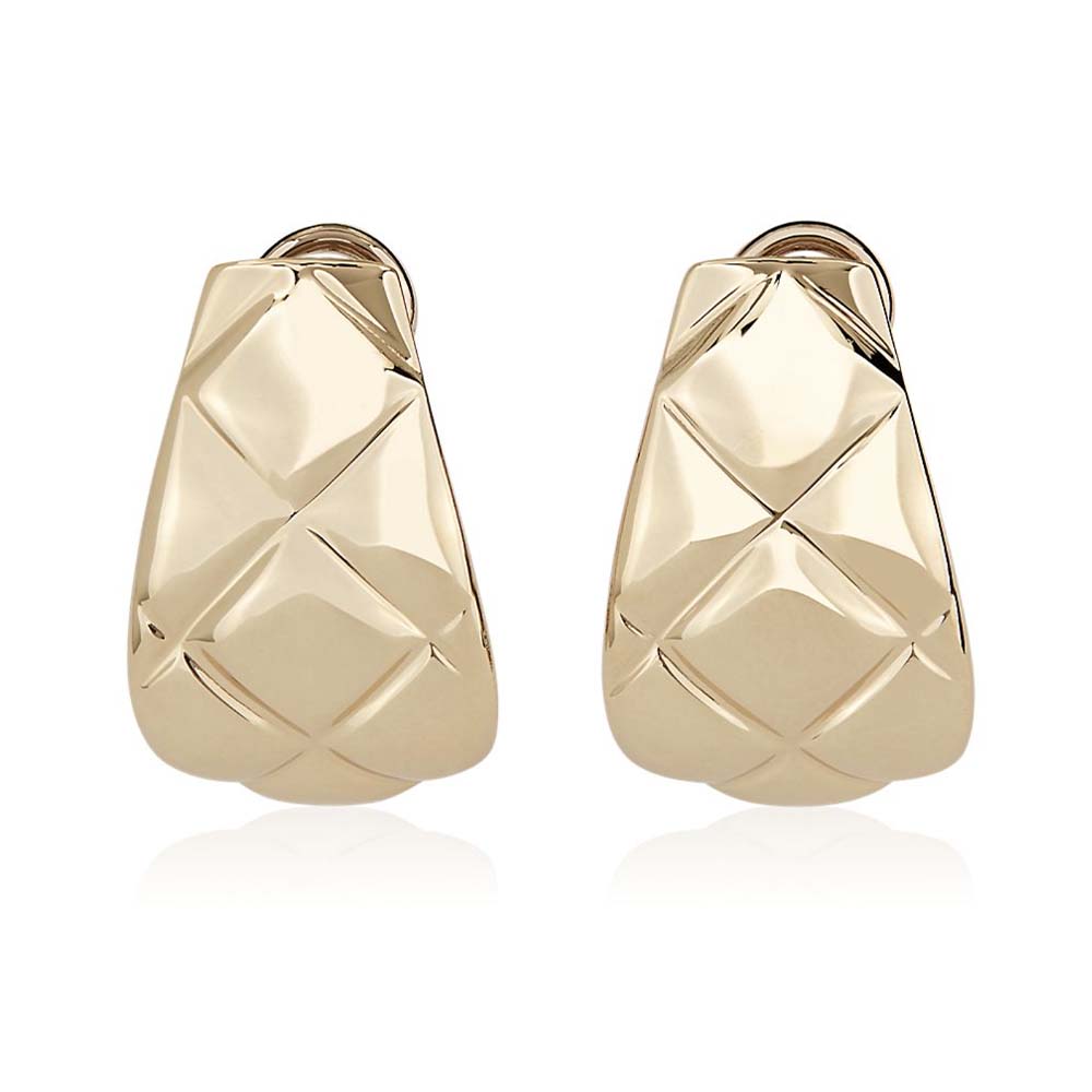 gold quilted hoop earrings