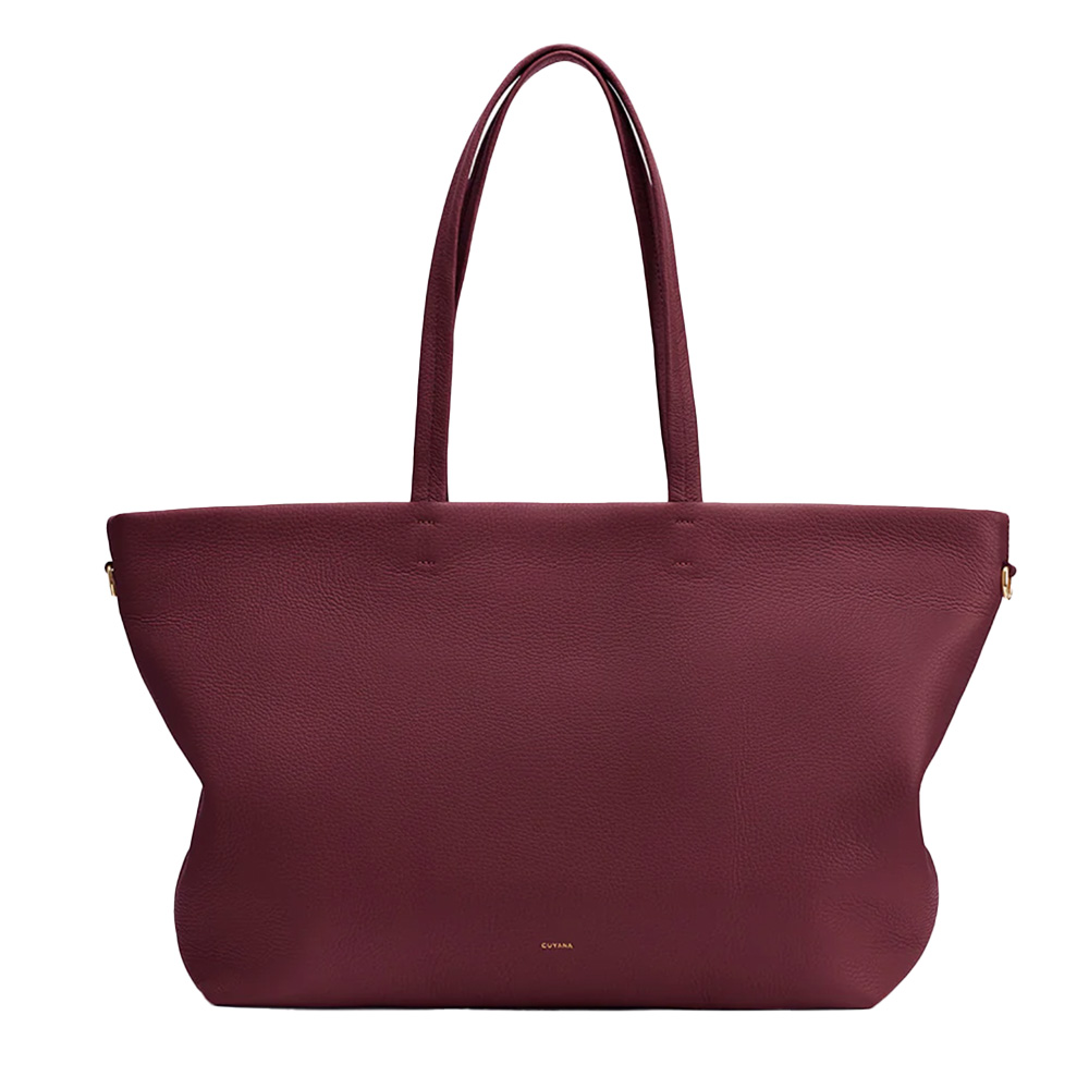 beige leather tote bag