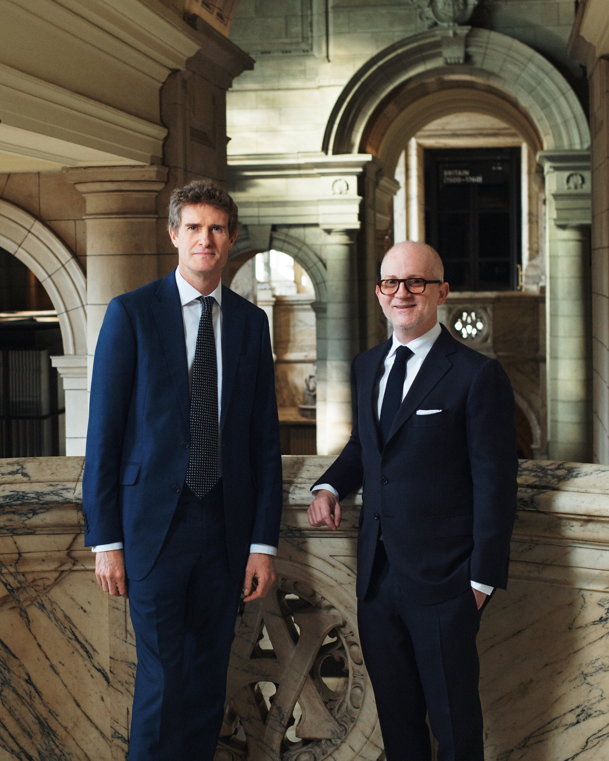 Tristram Hunt, director of the V&A, and Joshua Schulman, CEO of Burberry.