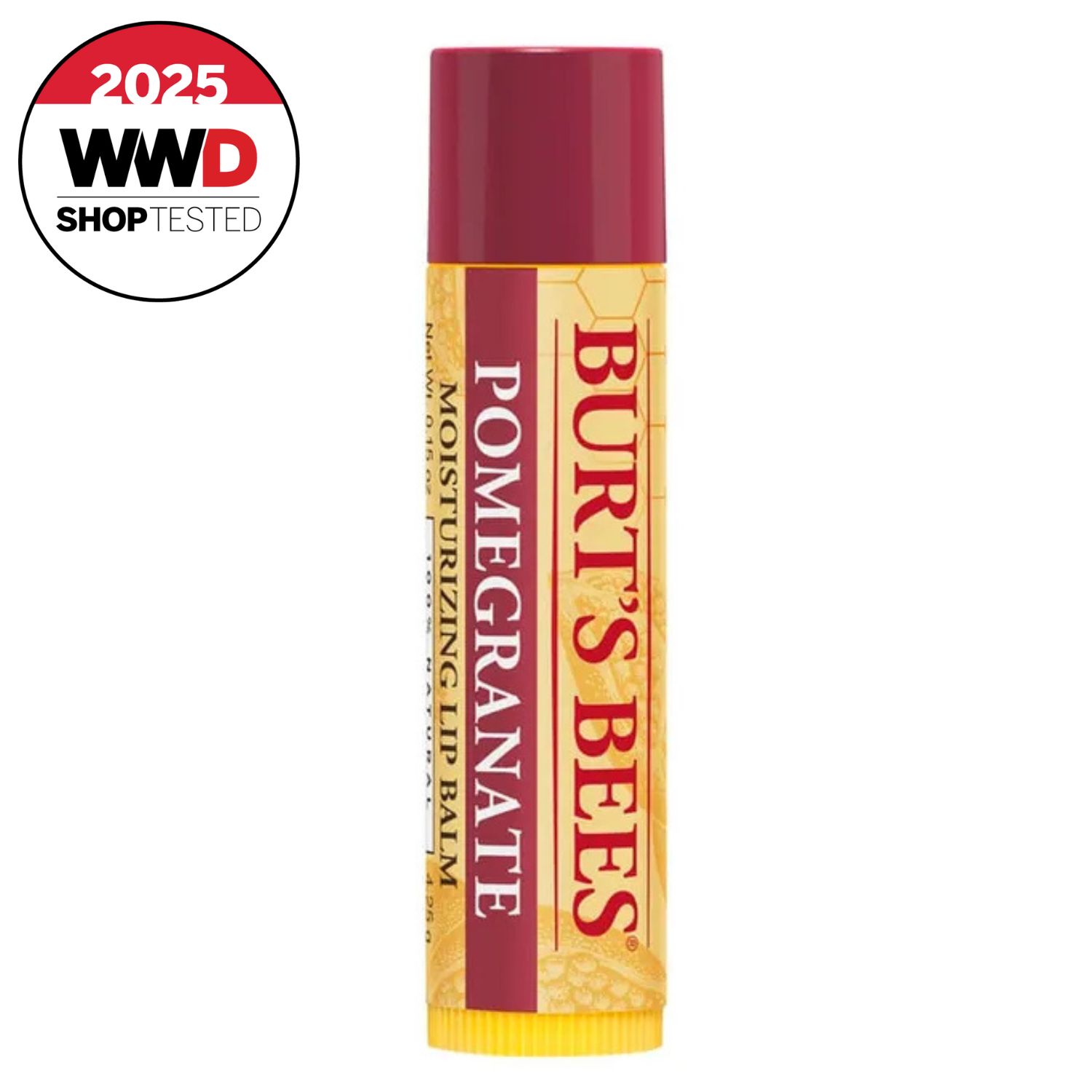 tinted lip balm in a yellow tube