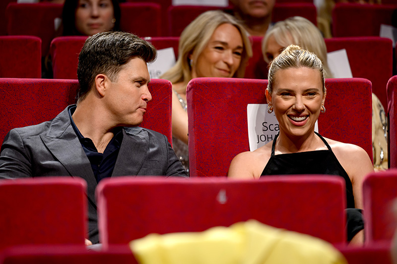 CANNES, FRANCE - MAY 20: Colin Jost and Scarlett Johansson attend the screening of Scarlett's directorial debut "Eleanor The Great" during the 78th Annual Cannes Film Festival at Salle Debussy on May 20, 2025 in Cannes, France. (Photo by Lionel Hahn/Getty Images)
