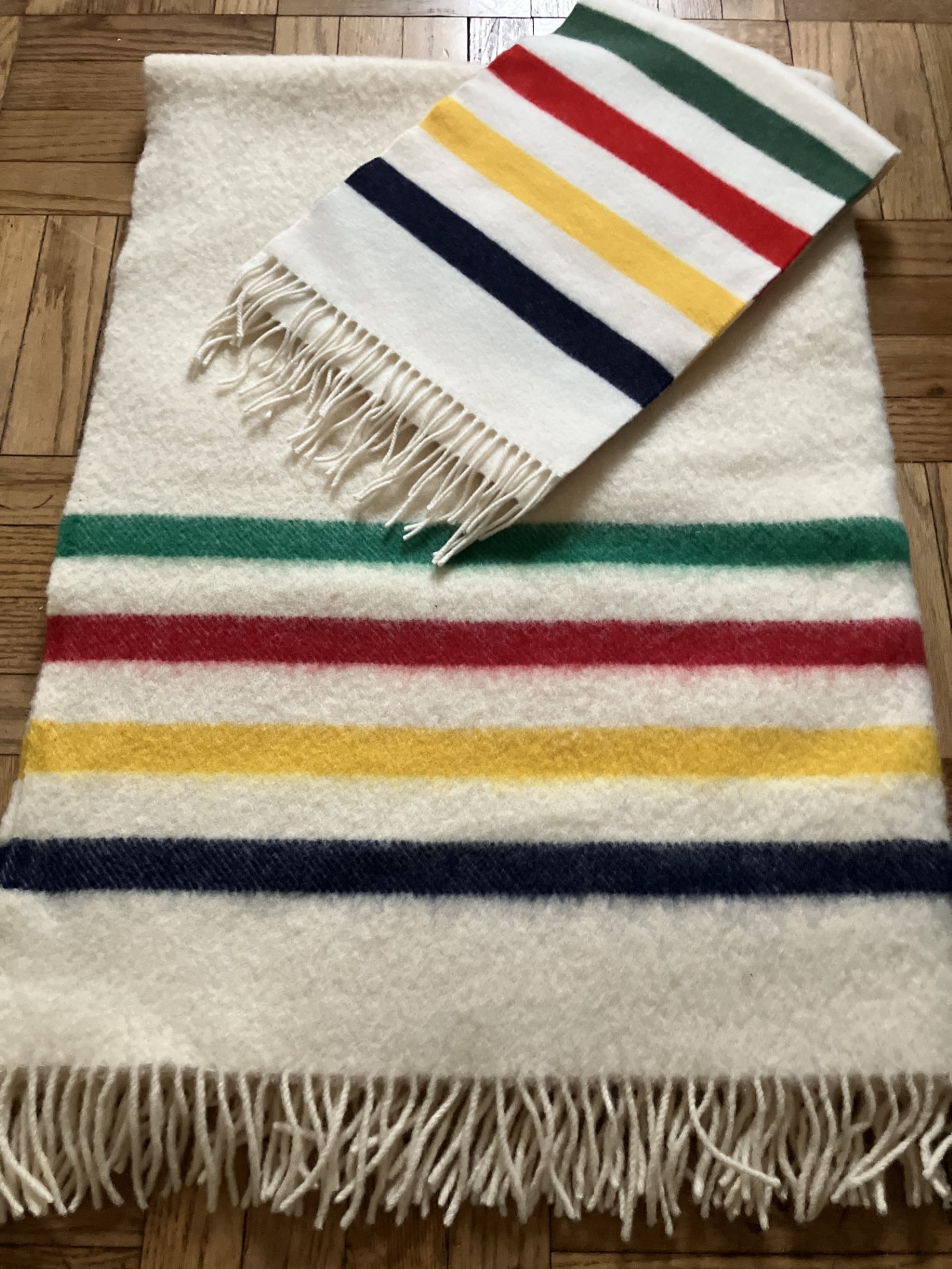 Hudson's Bay's signature striped blanket and scarf.