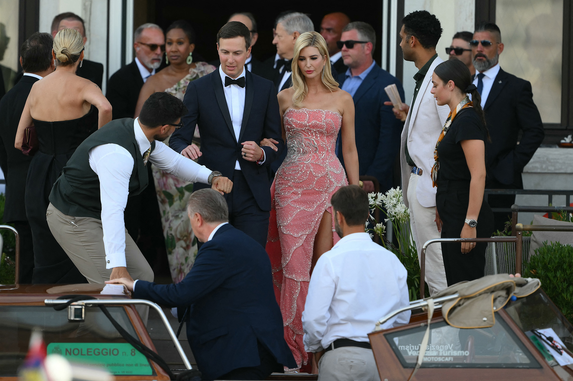 US businessman Jared Kushner and his wife Ivanka Trump leave the St Regis Hotel on the wedding day of Amazon founder Jeff Bezos with Lauren Sanchez, in Venice on June 27, 2025.  (Photo by Marco BERTORELLO / AFP) (Photo by MARCO BERTORELLO/AFP via Getty Images)