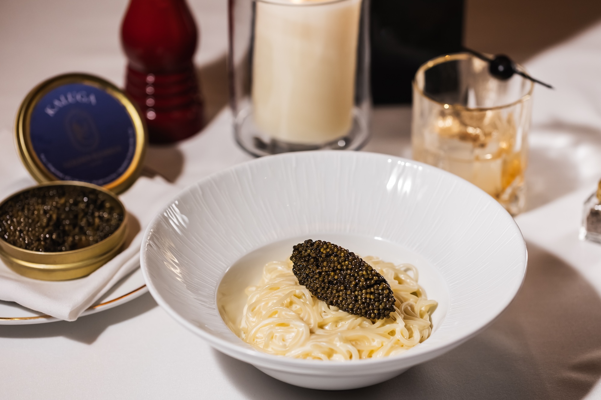 Pasta with caviar.
