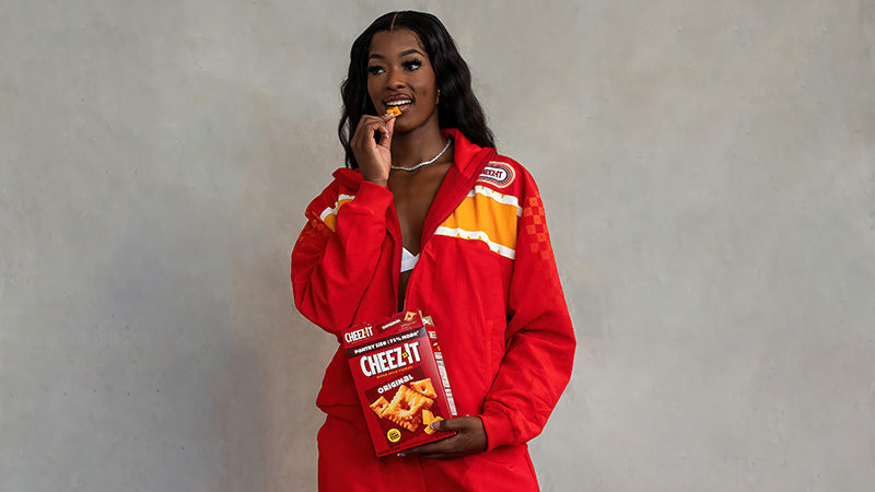 Richea Jackson wears Cheez-Fitz custom tunnel walk outfit designed by stylist Brittany Hampton.
