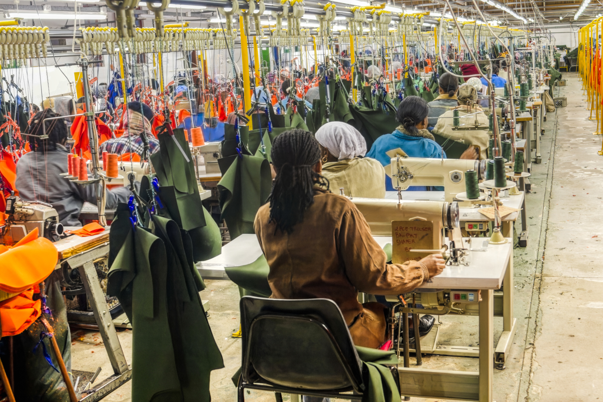 Inside a fashion manufacturing plant.
