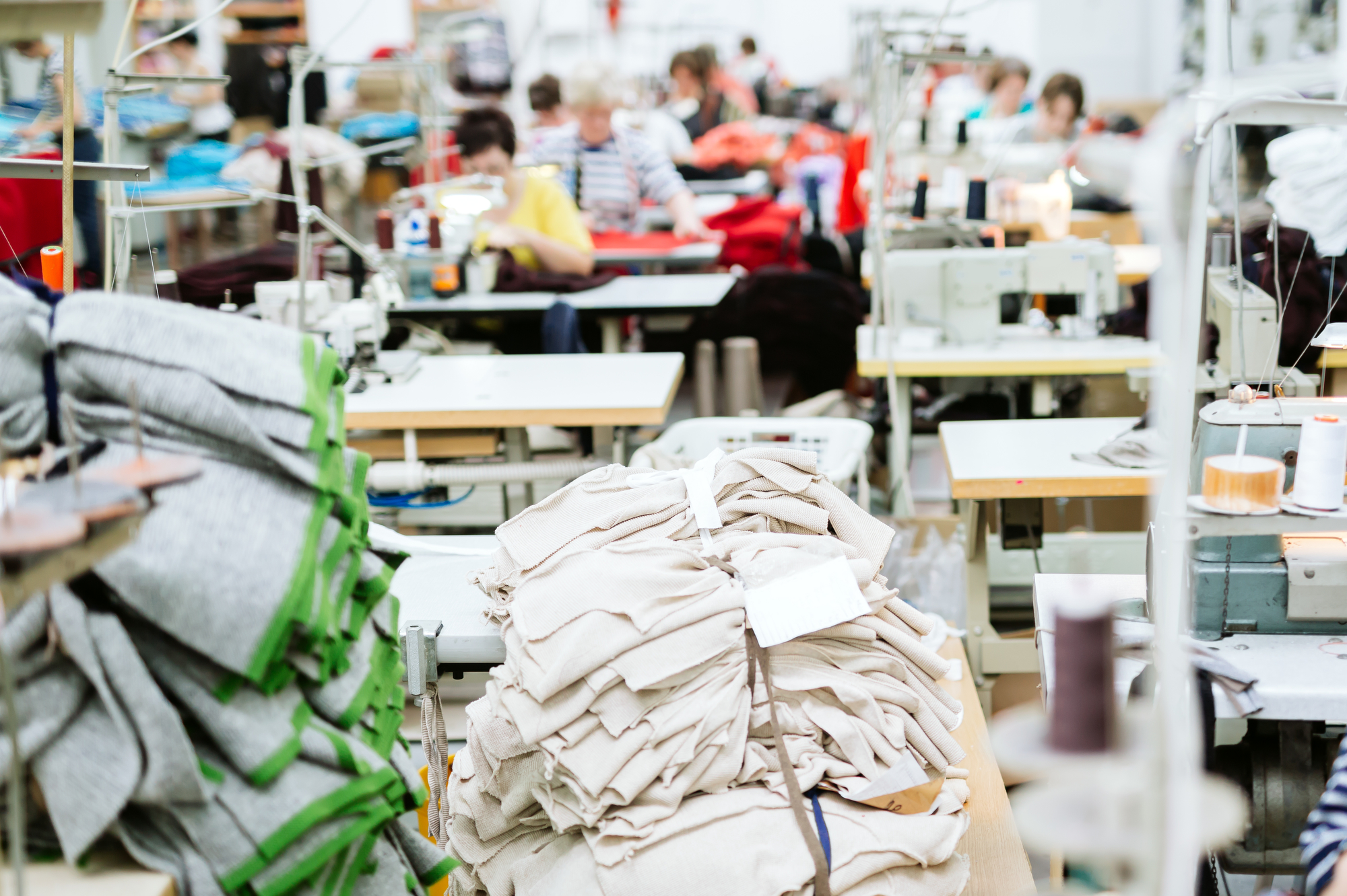 Inside a garment-making plant.