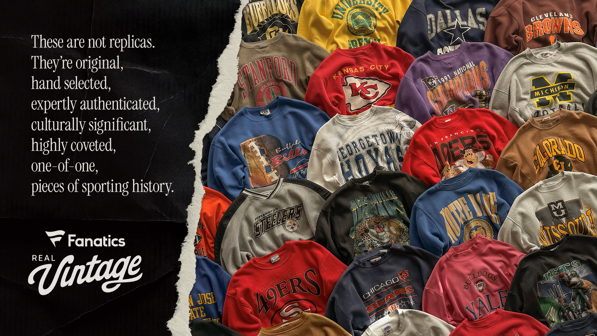A marketing piece for the launch of Fanatics Real Vintage.