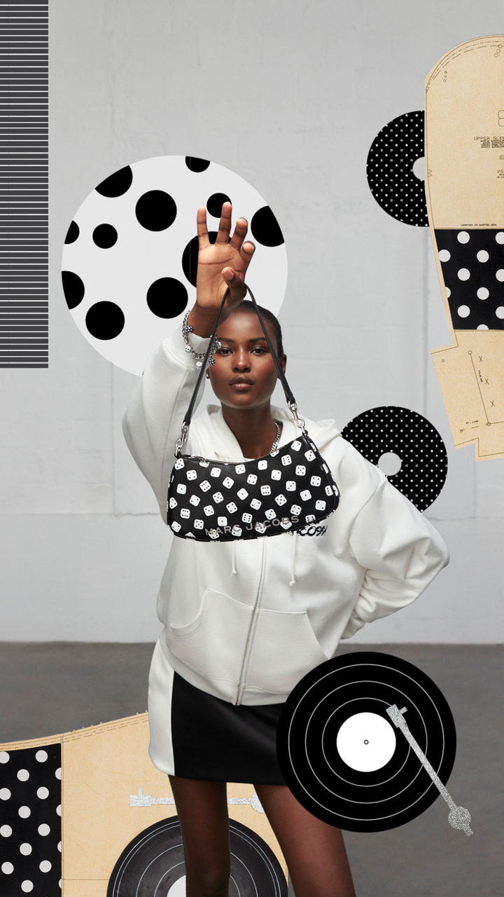 A look from Marc Jacobs limited-edition capsule created in collaboration with renowned artist Derrick Adams.