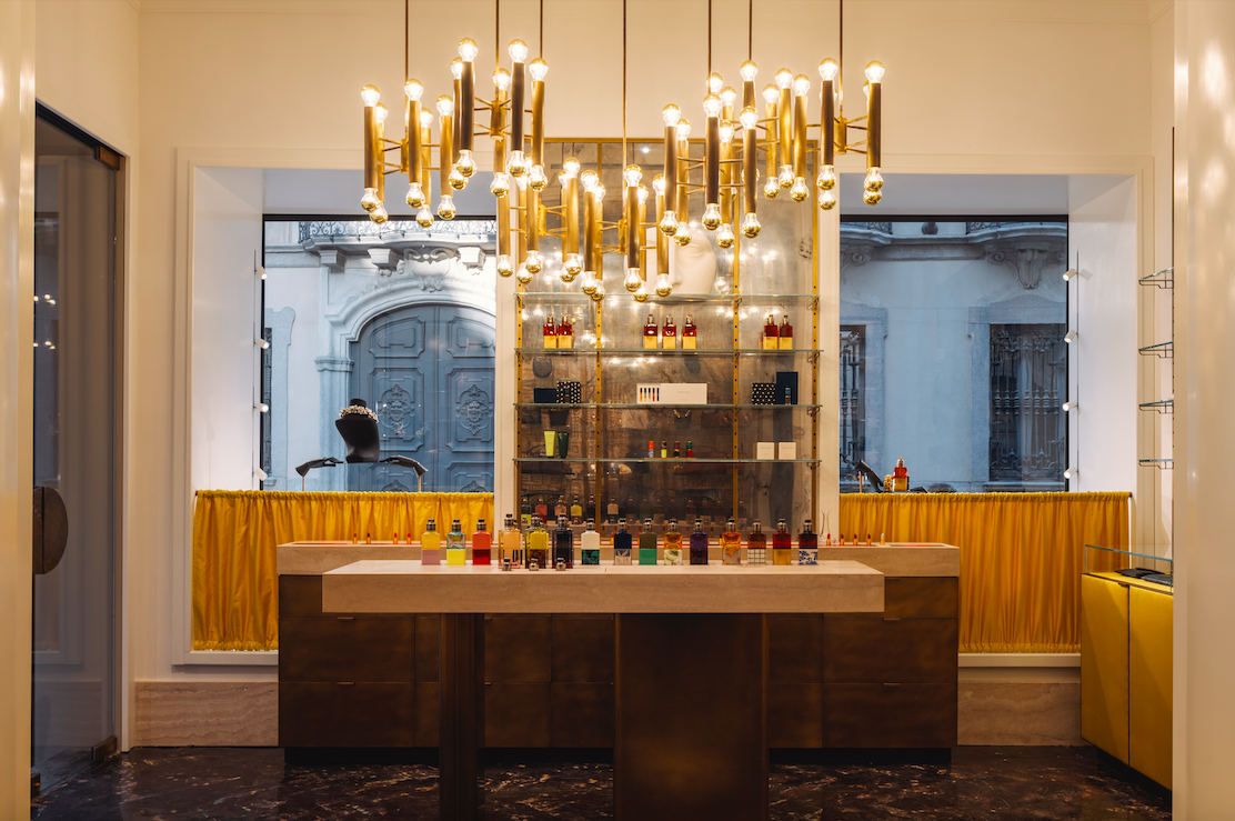 Inside Dries Van Noten's first store in Milan.
