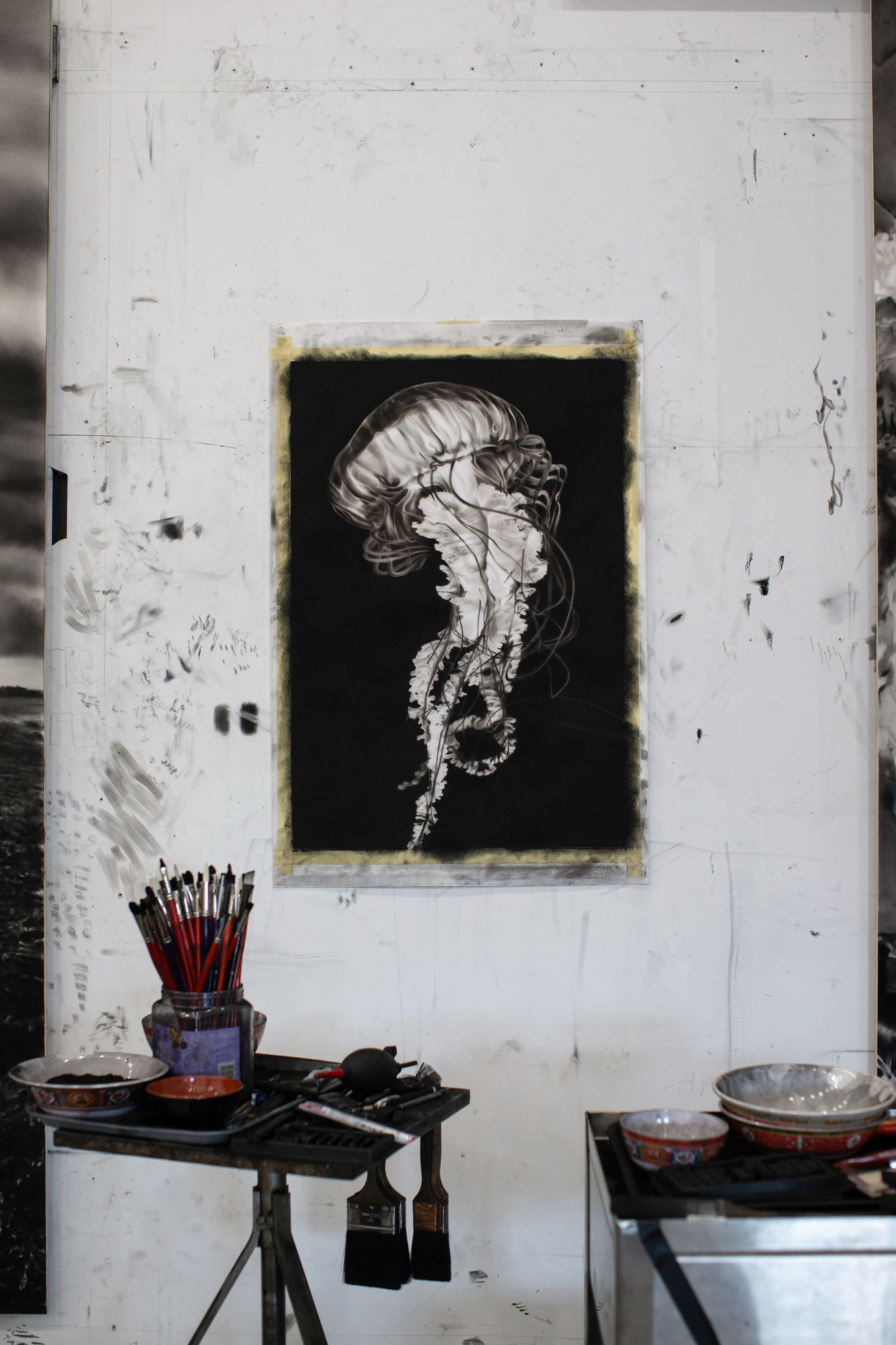 Inside Robert Longo's studio in New York.
