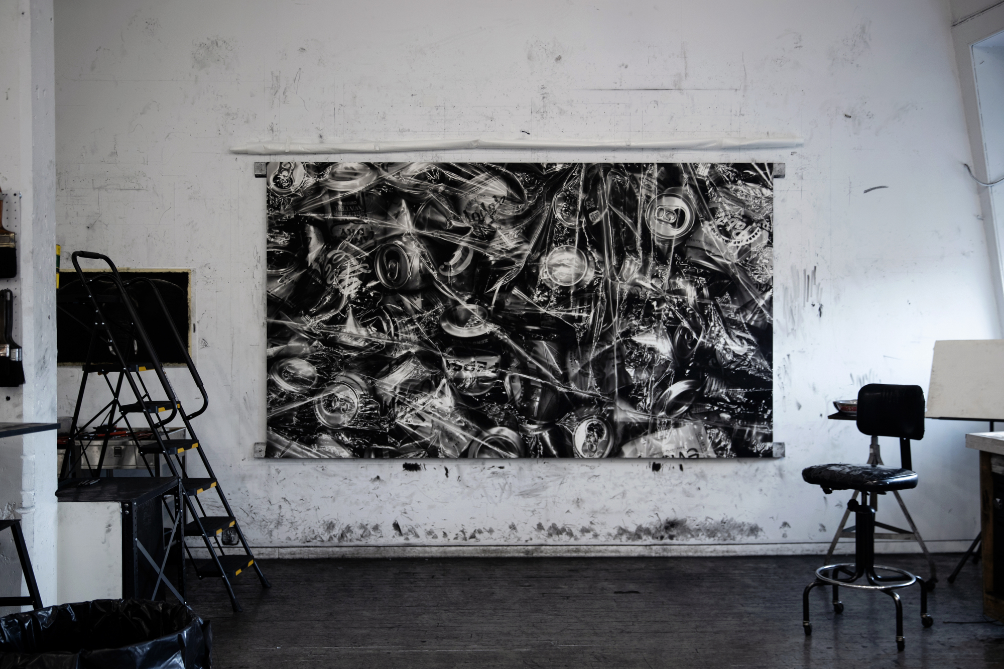 Inside Robert Longo's studio in New York.