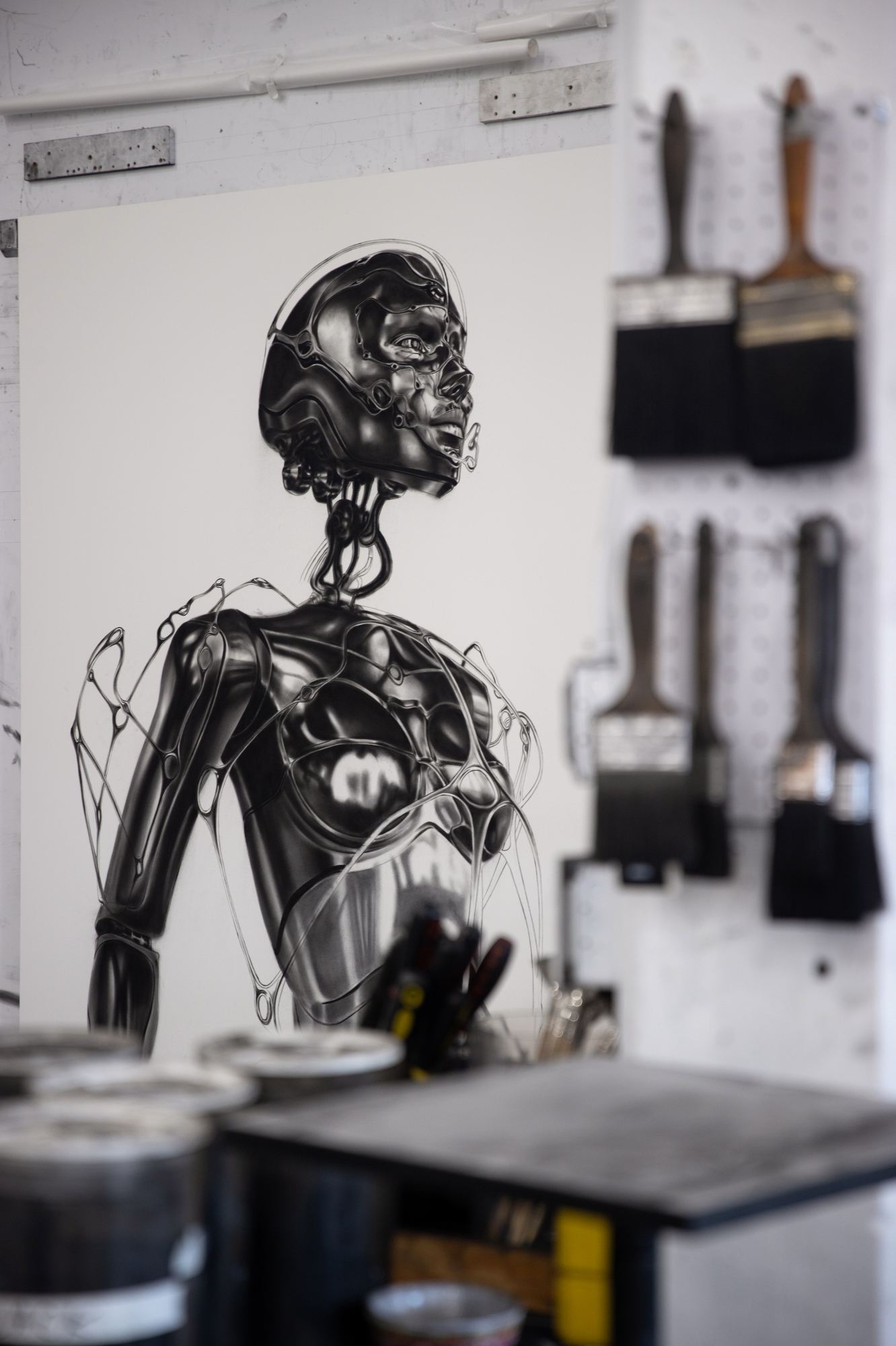 Inside Robert Longo's studio in New York.