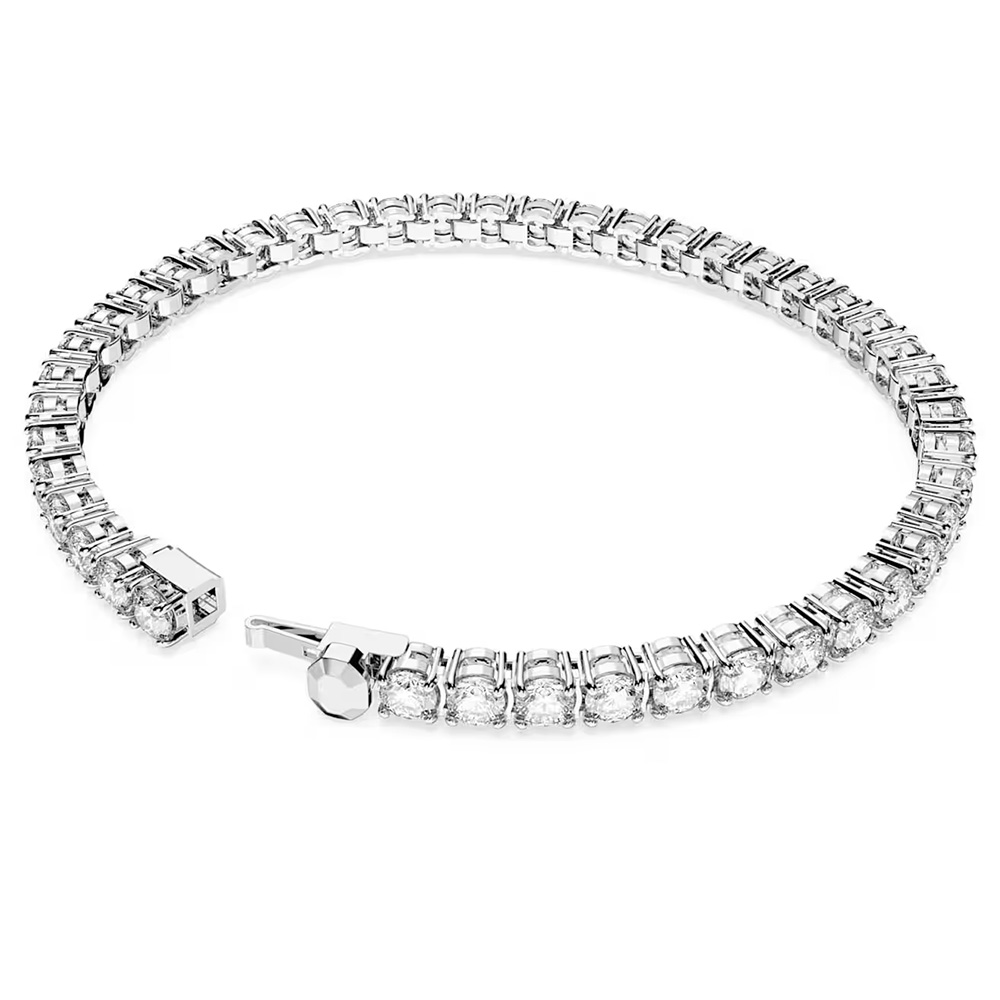Swarovski Matrix Rhodium-Plated & Crystal Tennis Bracelet on white background