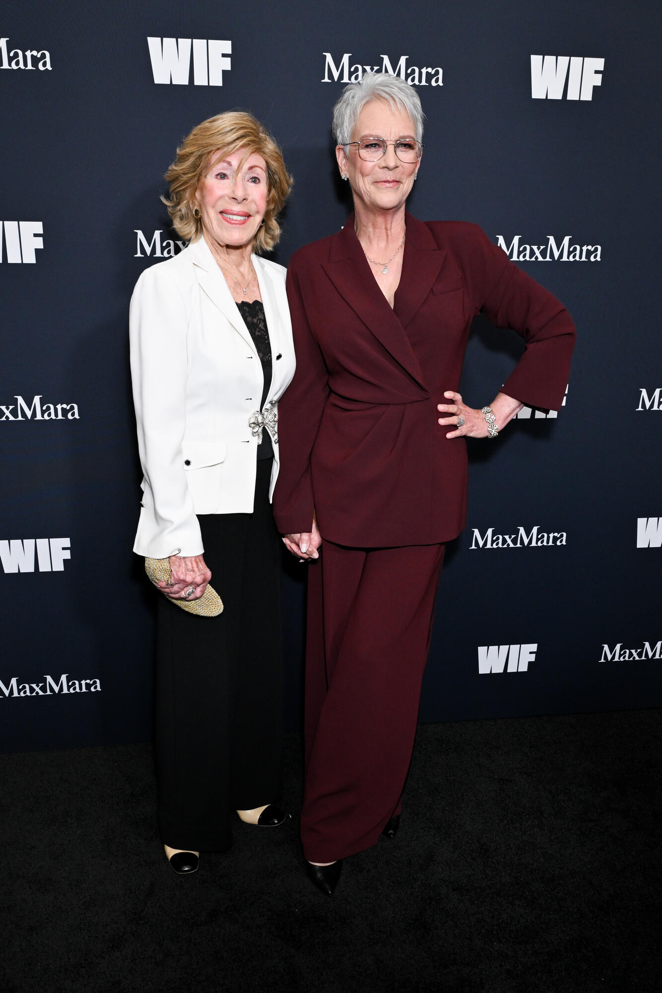 Dolores Narr Nemiro and Jamie Lee Curtis at the 2025 WIF Honors held at The Beverly Hilton on November 06, 2025 in Los Angeles, California.