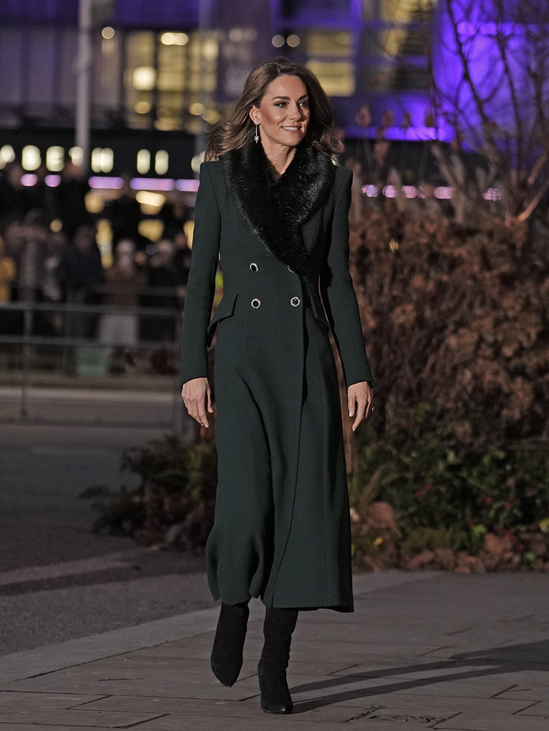 Kate Middleton wears a Catherine Walker coat for the