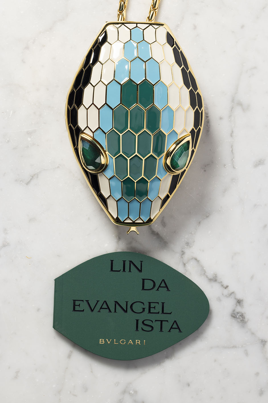The Serpenti design, part of the Bulgari Icons Minaudière collection.