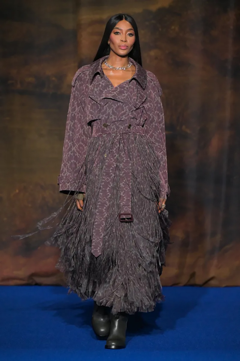 Naomi Campbell walks the runway for Burberry fall 2025 ready-to-wear collection.
