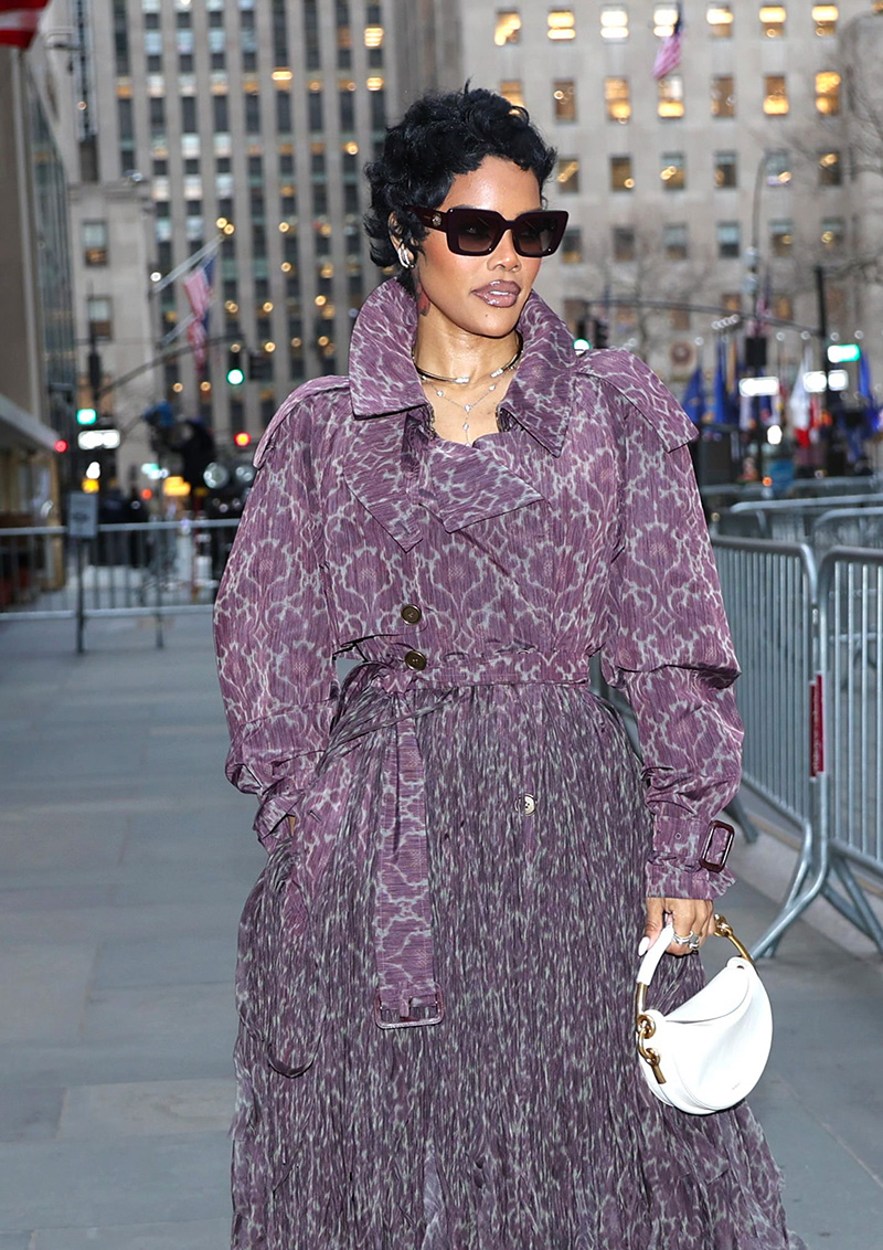 Teyana Taylor wears a Burberry fall 2025 ready-to-wear collection in New York City on Jan. 15.