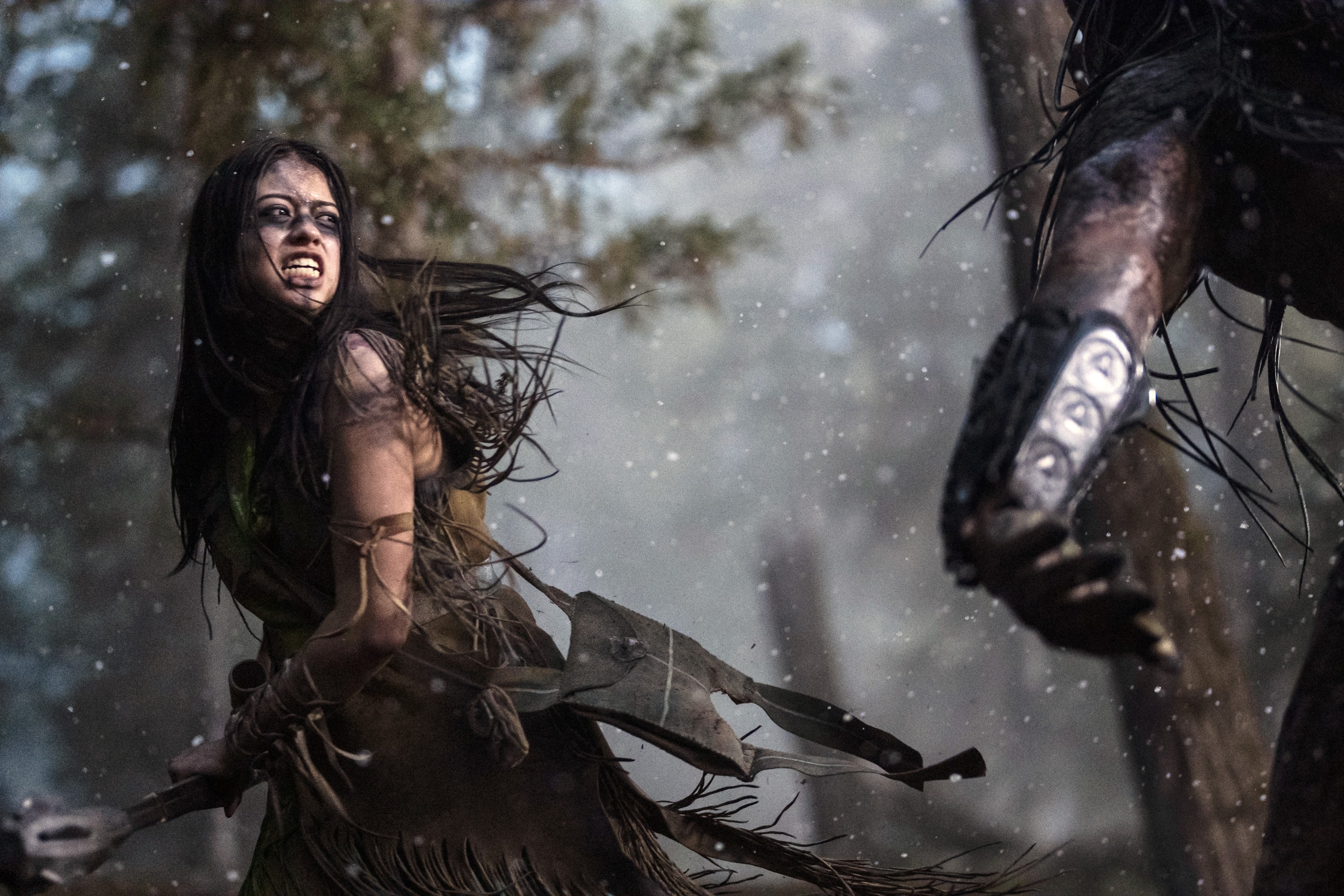 PREY, from left: Amber Midthunder, Dane DiLiegro, 2022. ph: David Bukach / © Hulu / courtesy Everett Collection