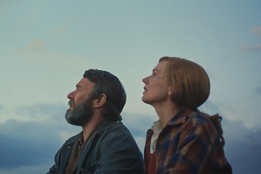 Train Dreams. (L-R) Joel Edgerton as Robert Grainier and Kerry Condon as Claire Thompson in Train Dreams. Cr. BBP Train Dreams. LLC. © 2025.