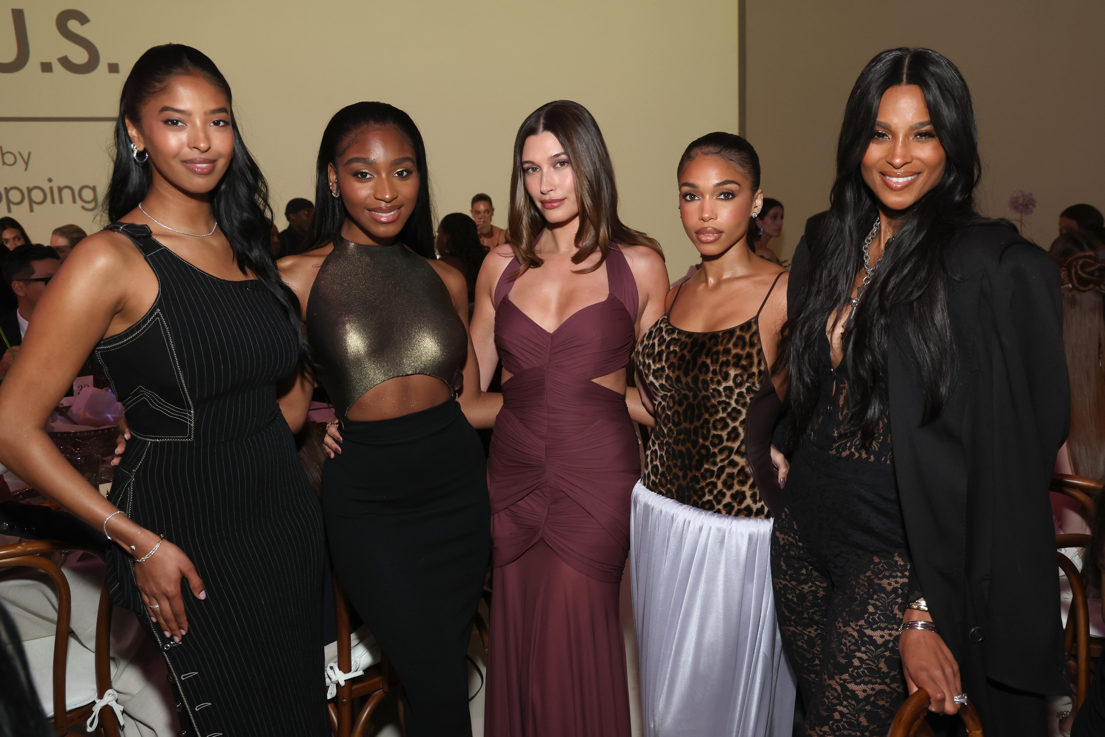 WEST HOLLYWOOD, CALIFORNIA - APRIL 08: (L-R) Natalia Diamante Bryant, Normani, Hailey Bieber, Lori Harvey and Ciara attend FIJI Water at The Fashion Trust U.S. Awards 2025 on April 08, 2025 in West Hollywood, California. (Photo by Phillip Faraone/Getty Images for FIJI Water)