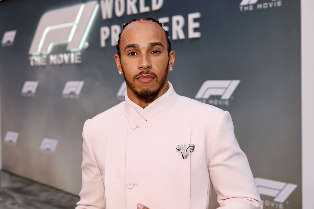 A still image of Lewis Hamilton at the "F1" world premiere.