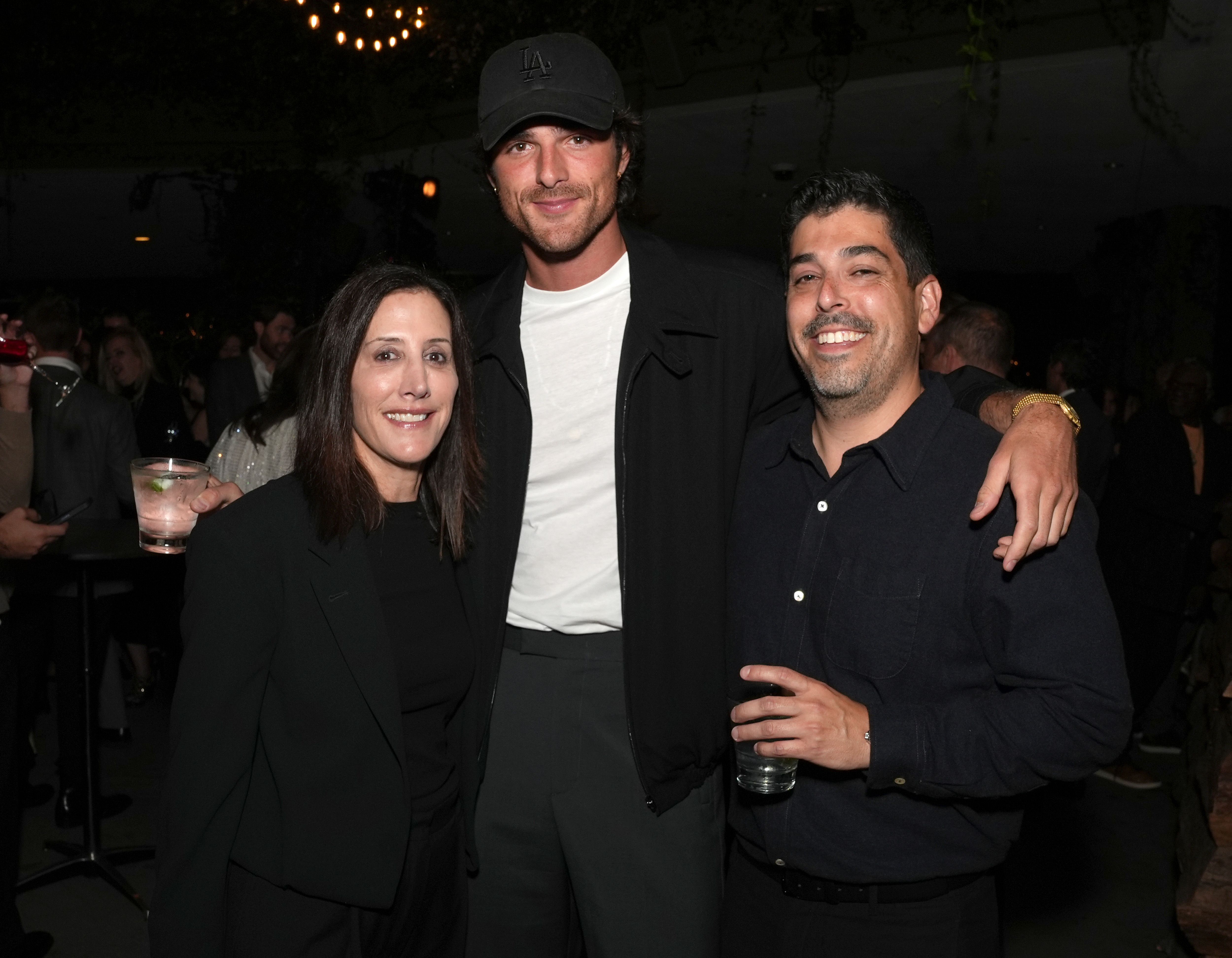 WEST HOLLYWOOD, CALIFORNIA - SEPTEMBER 11: (L-R) Leslie Siebert, Jacob Elordi and Matt Vioral attend the Gersh 2025 Emmy Party, with Skinbetter Science, at 1 Hotel West Hollywood on September 11, 2025 in West Hollywood, California. (Photo by Presley Ann/Getty Images for Gersh)