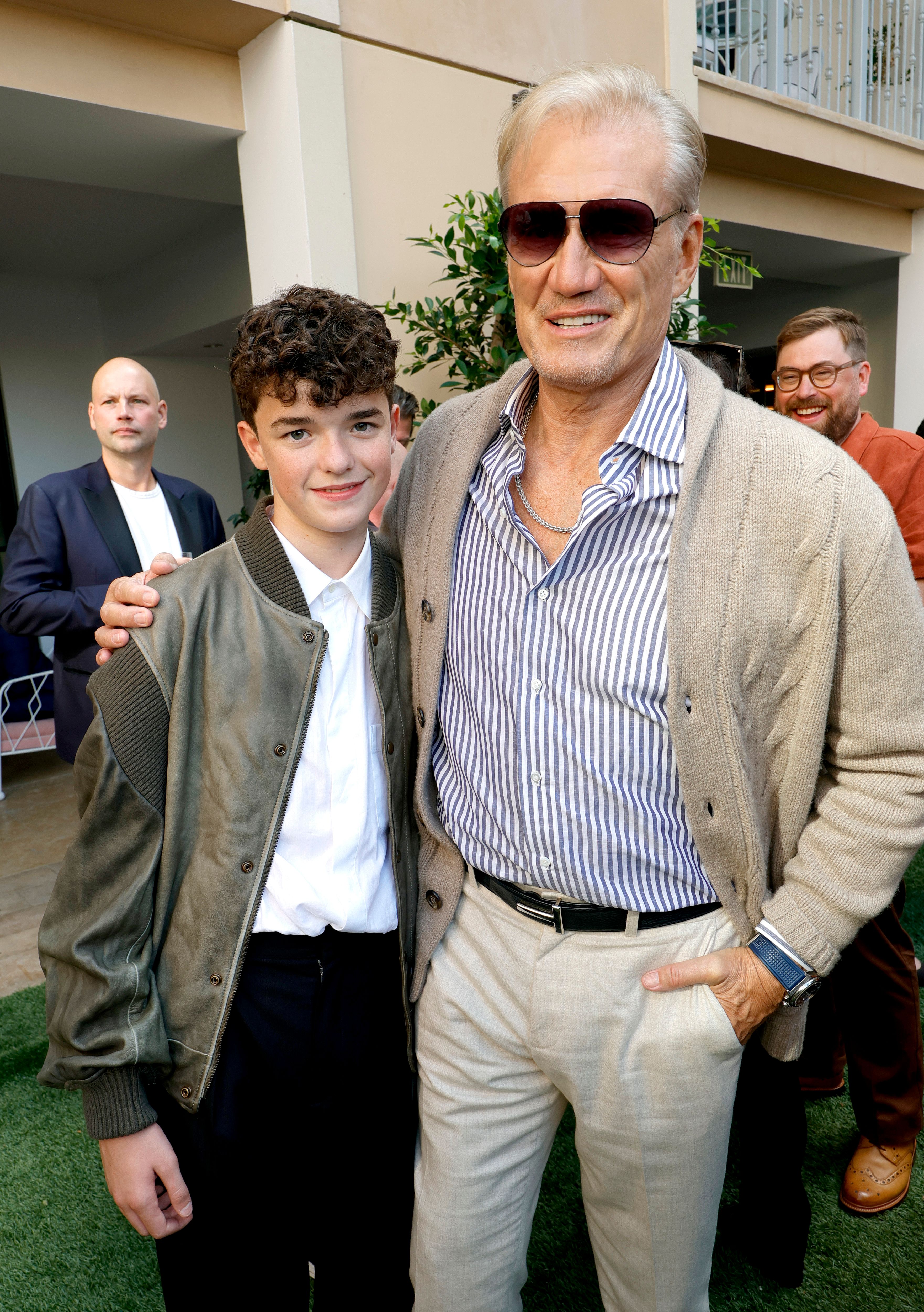 BEVERLY HILLS, CALIFORNIA - SEPTEMBER 13: (L-R) Owen Cooper and Dolph Lundgren attend The BAFTA TV Tea Party presented by BBC Studios, Delta Air Lines, and Virgin Atlantic at The Maybourne Beverly Hills on September 13, 2025 in Beverly Hills, California. (Photo by Frazer Harrison/Getty Images for BAFTA)