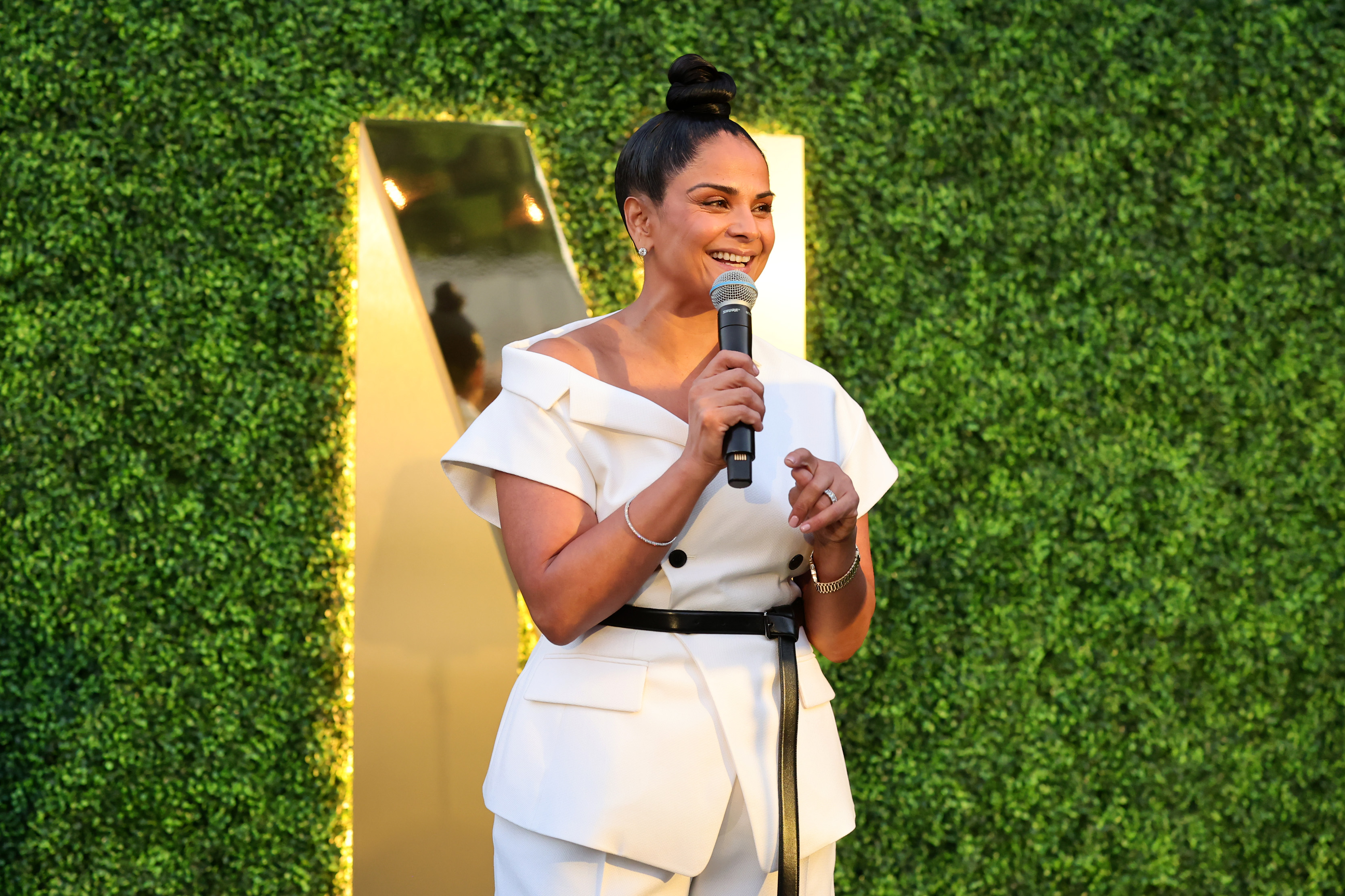 STUDIO CITY, CALIFORNIA - SEPTEMBER 12: Chief Content Officer of Netflix Bela Bajaria speaks during Netflix's 2025 Emmy's Toast at Private Residence on September 12, 2025 in Studio City, California. (Photo by Emma McIntyre/Getty Images for Netflix)