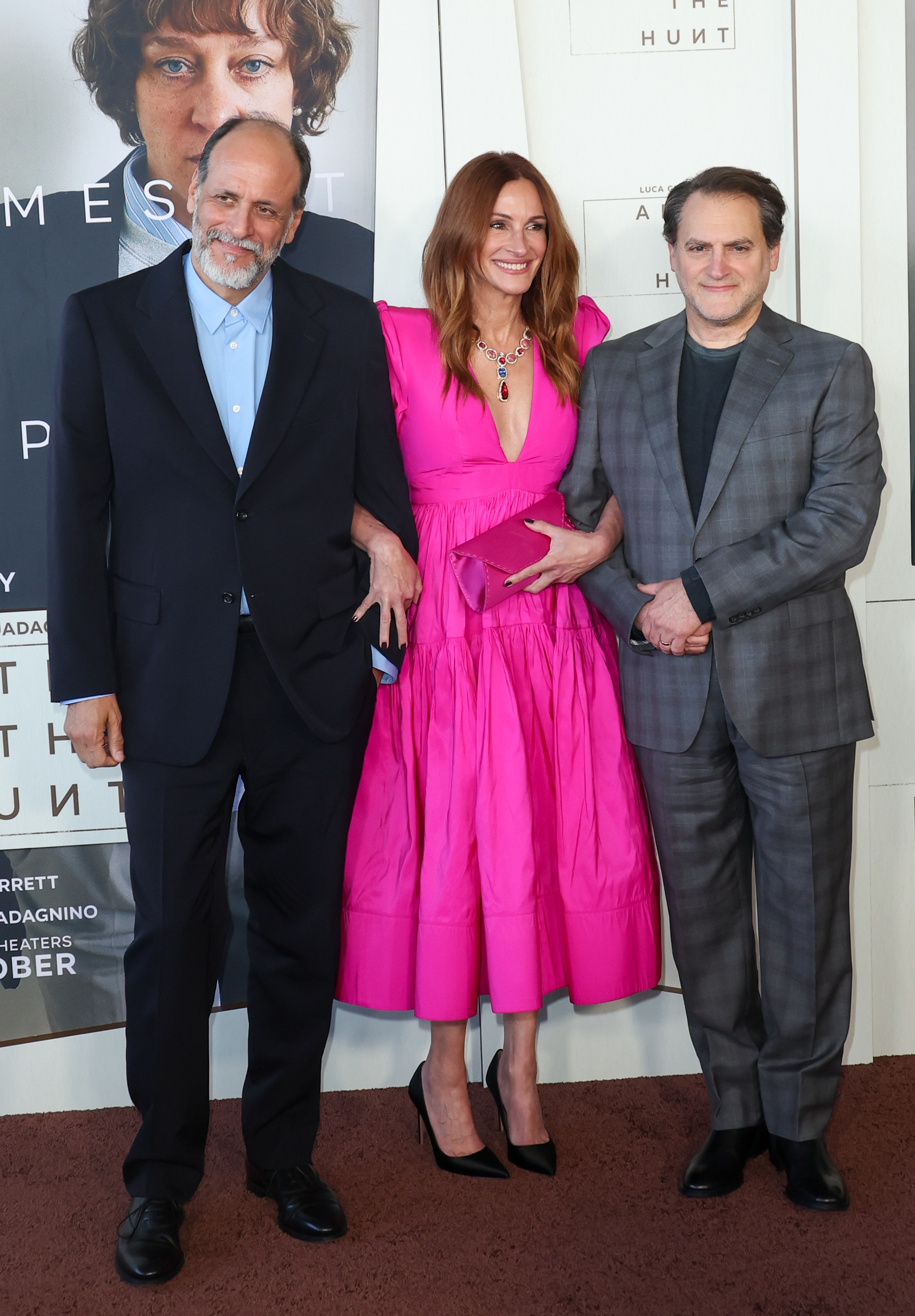 Luca Guadagnino, Julia Roberts, Michael Stuhlbarg at Amazon MGM's "After the Hunt" Los Angeles special screening held at the David Geffen Theatre at The Academy Museum on October 04, 2025 in Los Angeles, California. (Photo by JC Olivera/Variety via Getty Images)